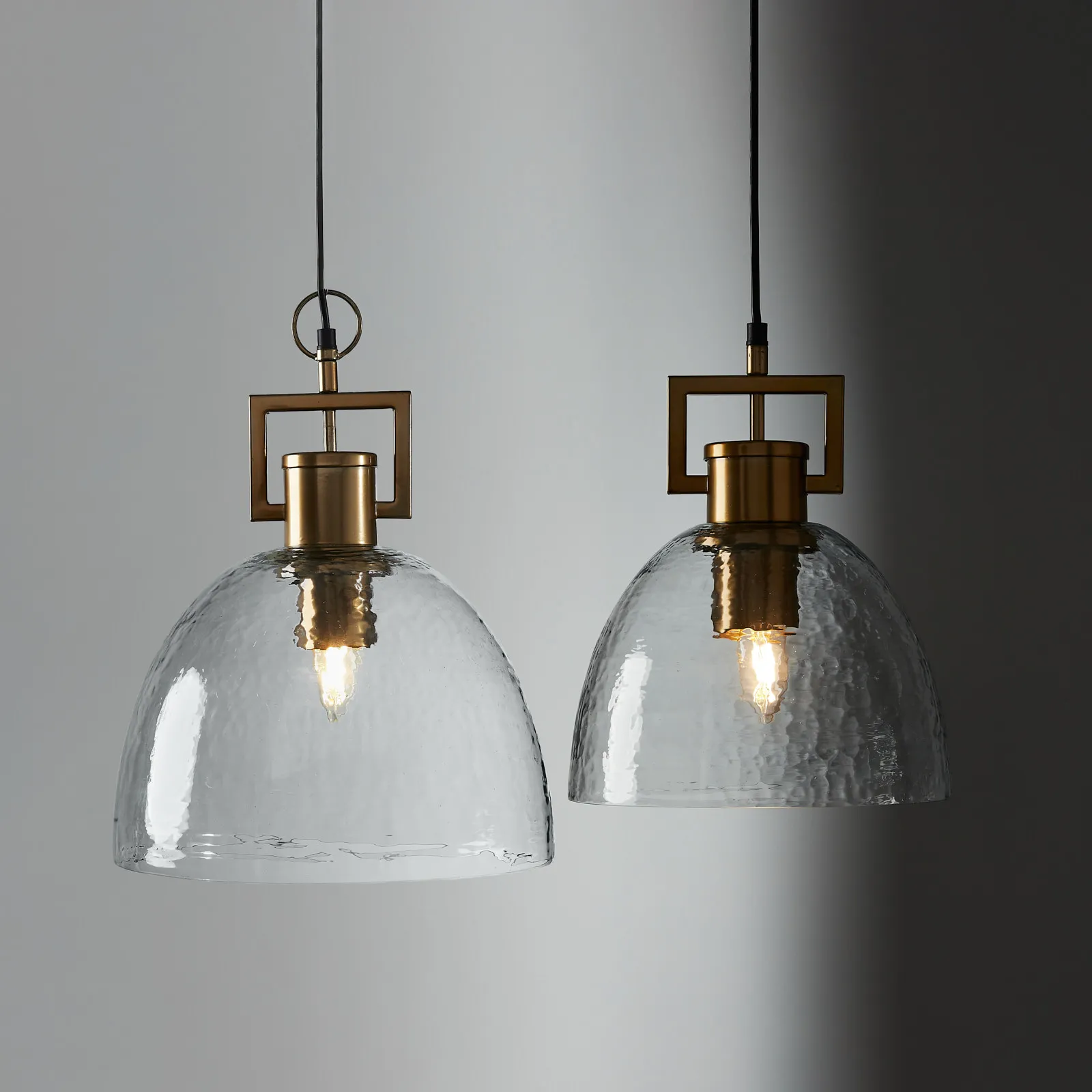 Workaday Clear Glass Satin Brass Link Pendant - Large