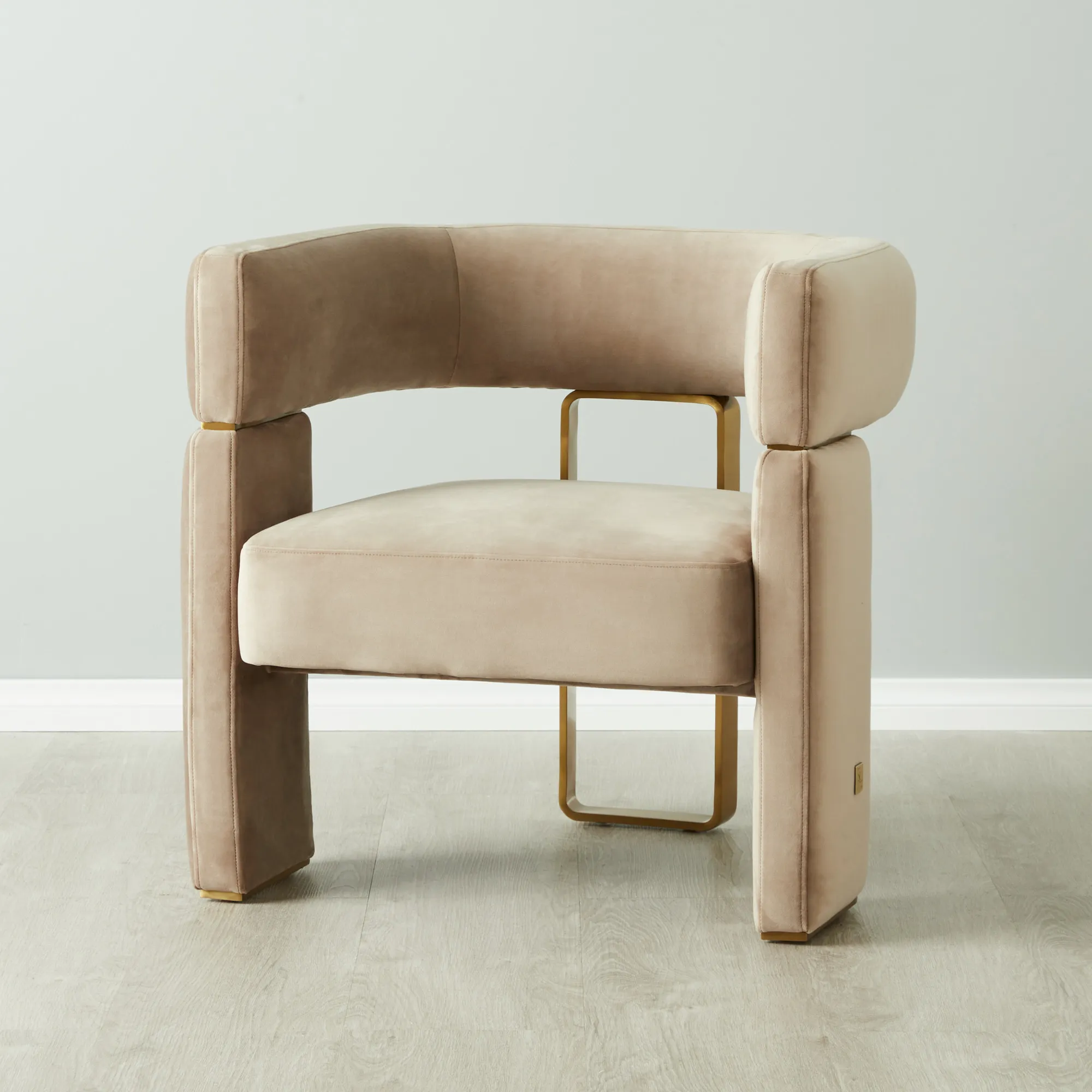 Daniella Beige Velvet Occasional Chair
