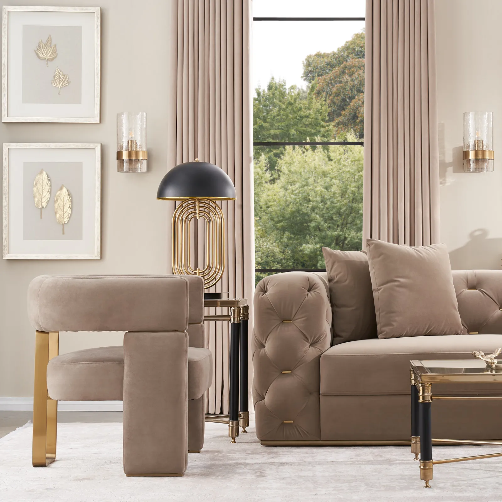 Daniella Beige Velvet Occasional Chair