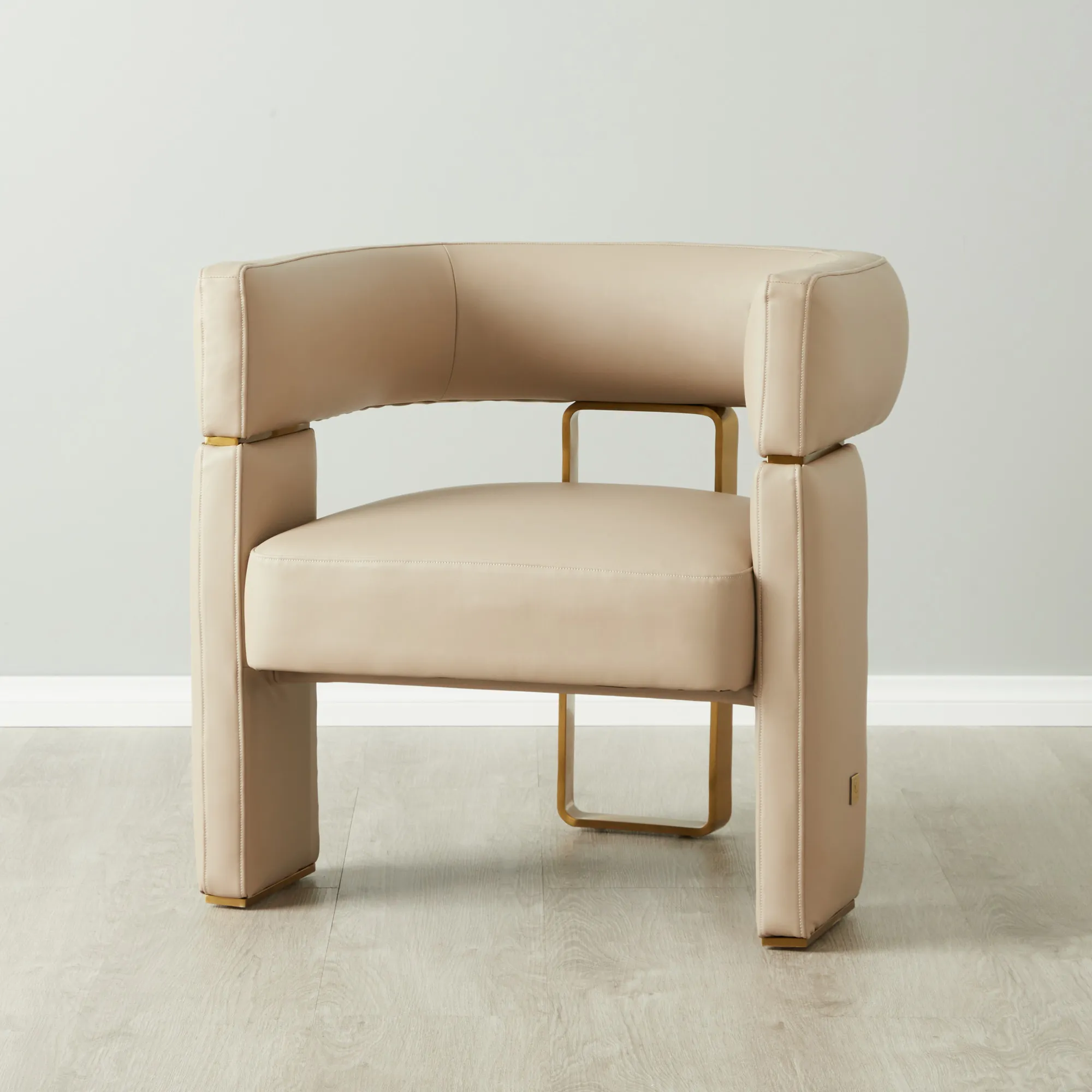 Daniella Sand Beige Vegan Leather Occasional Chair