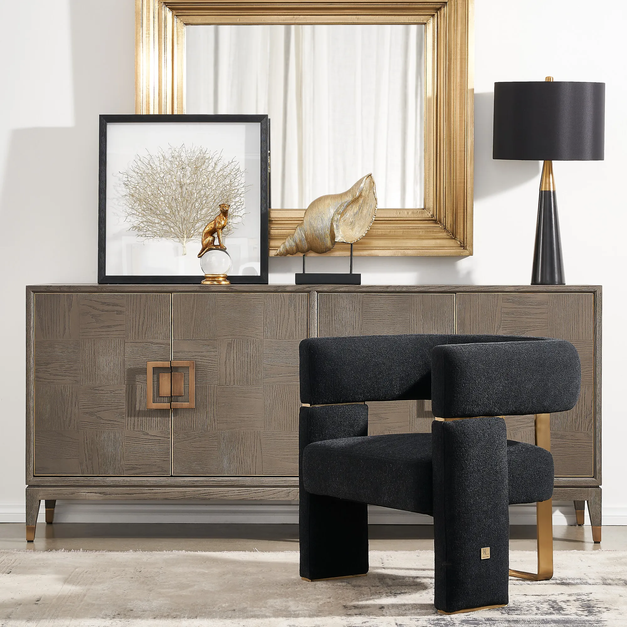 Daniella Black Woven Fabric Occasional Chair