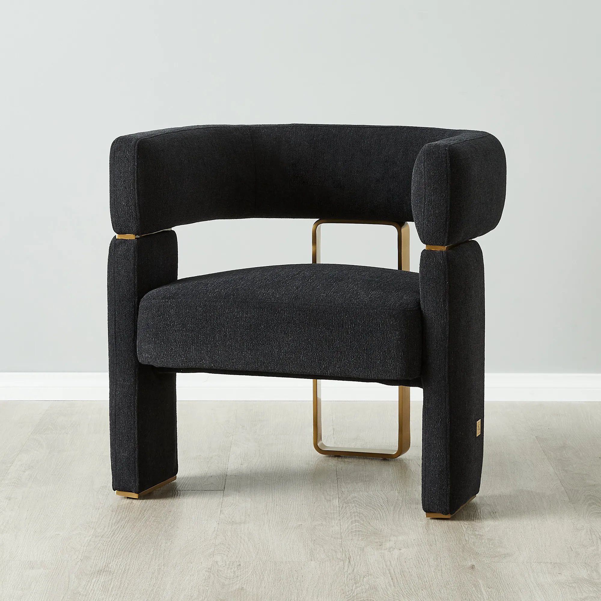 Daniella Black Woven Fabric Occasional Chair