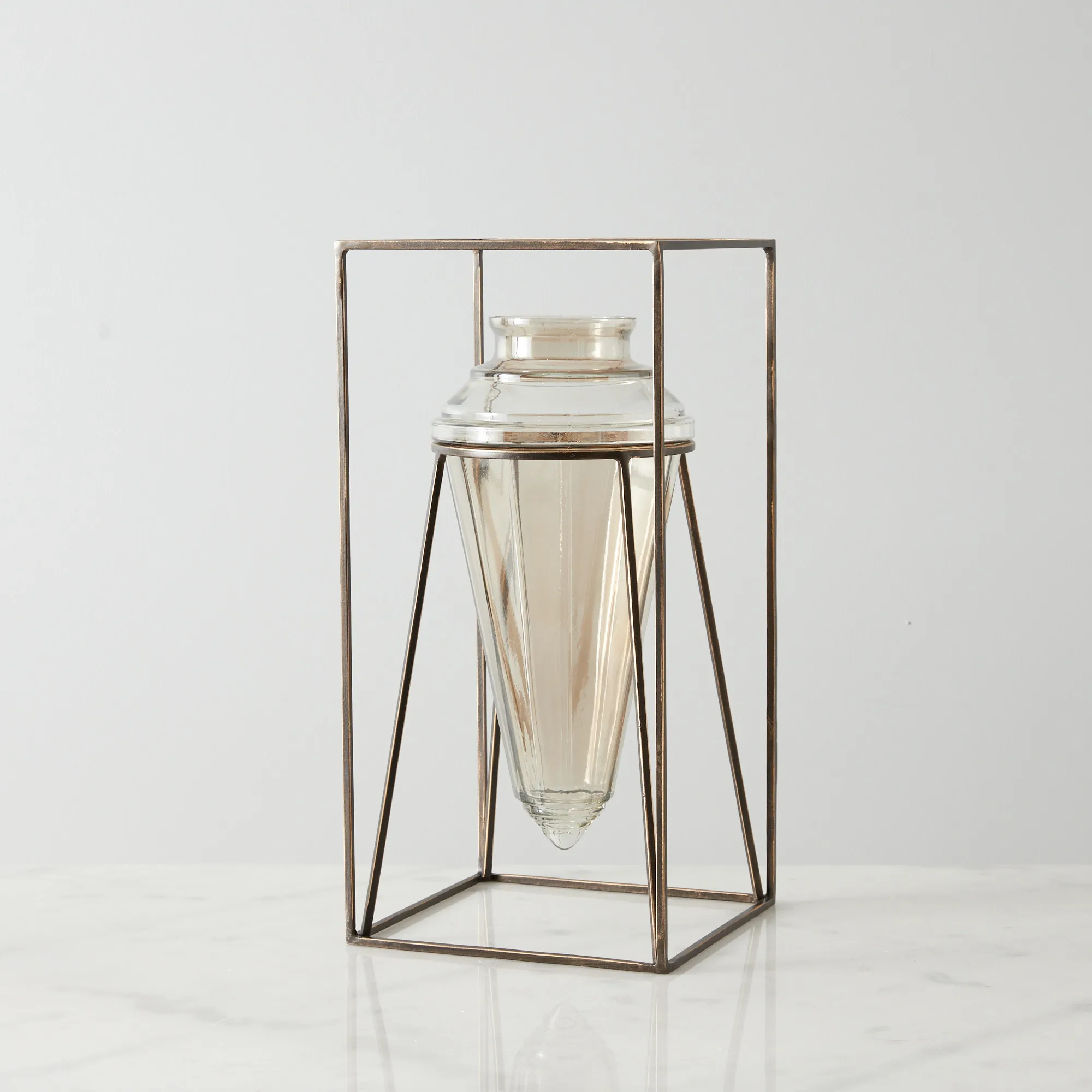 Chicago Gilded Dark Bronze Box Vase