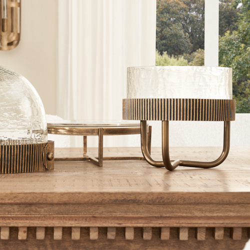 Giorgio Clear Glass Antique Gold Cross Platter