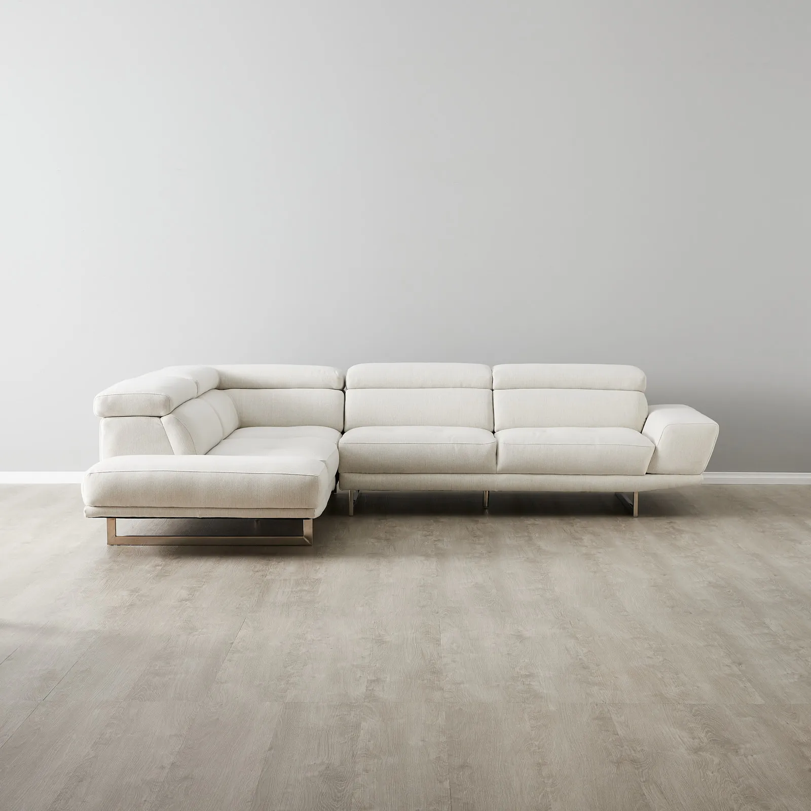 Albany Shadow White Woven Fabric Left Chaise Lounge