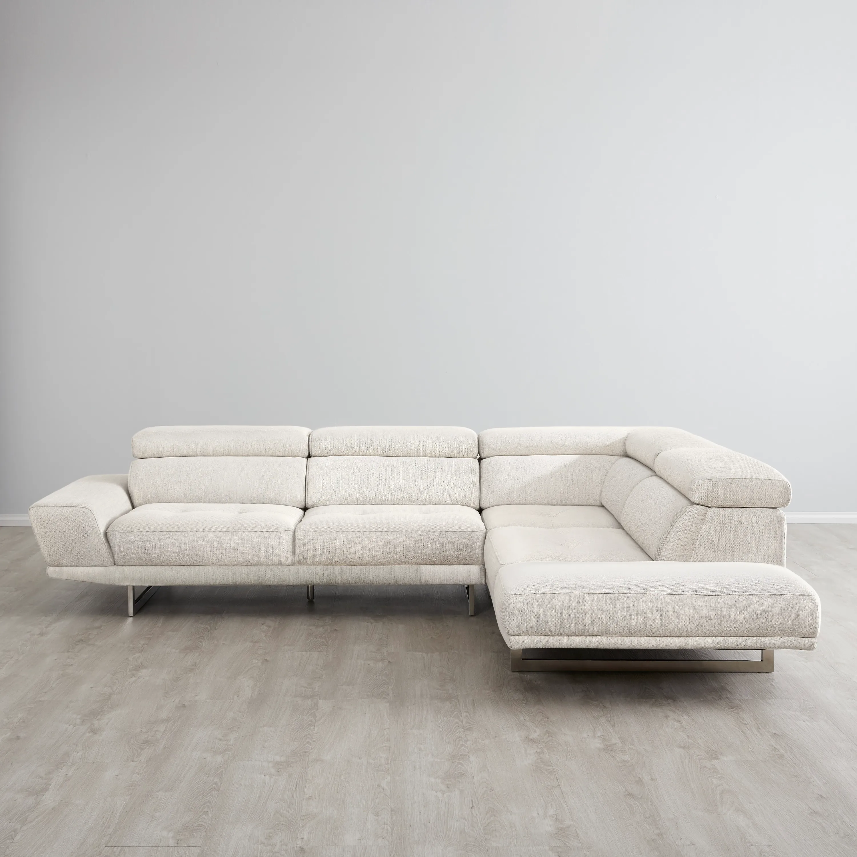 Albany Shadow White Woven Fabric Right Chaise Lounge