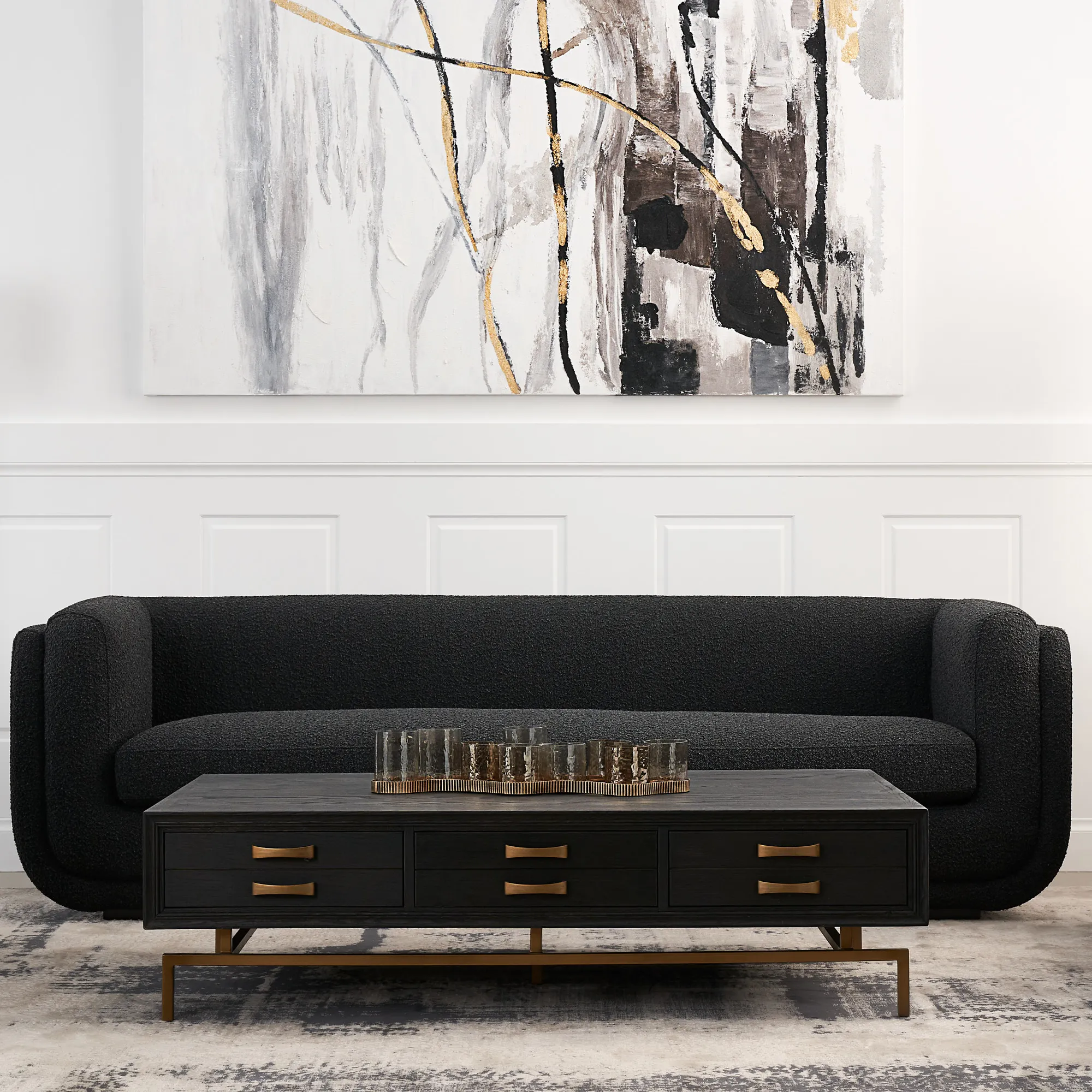 Clementine Black Boucle 3-Seater Sofa