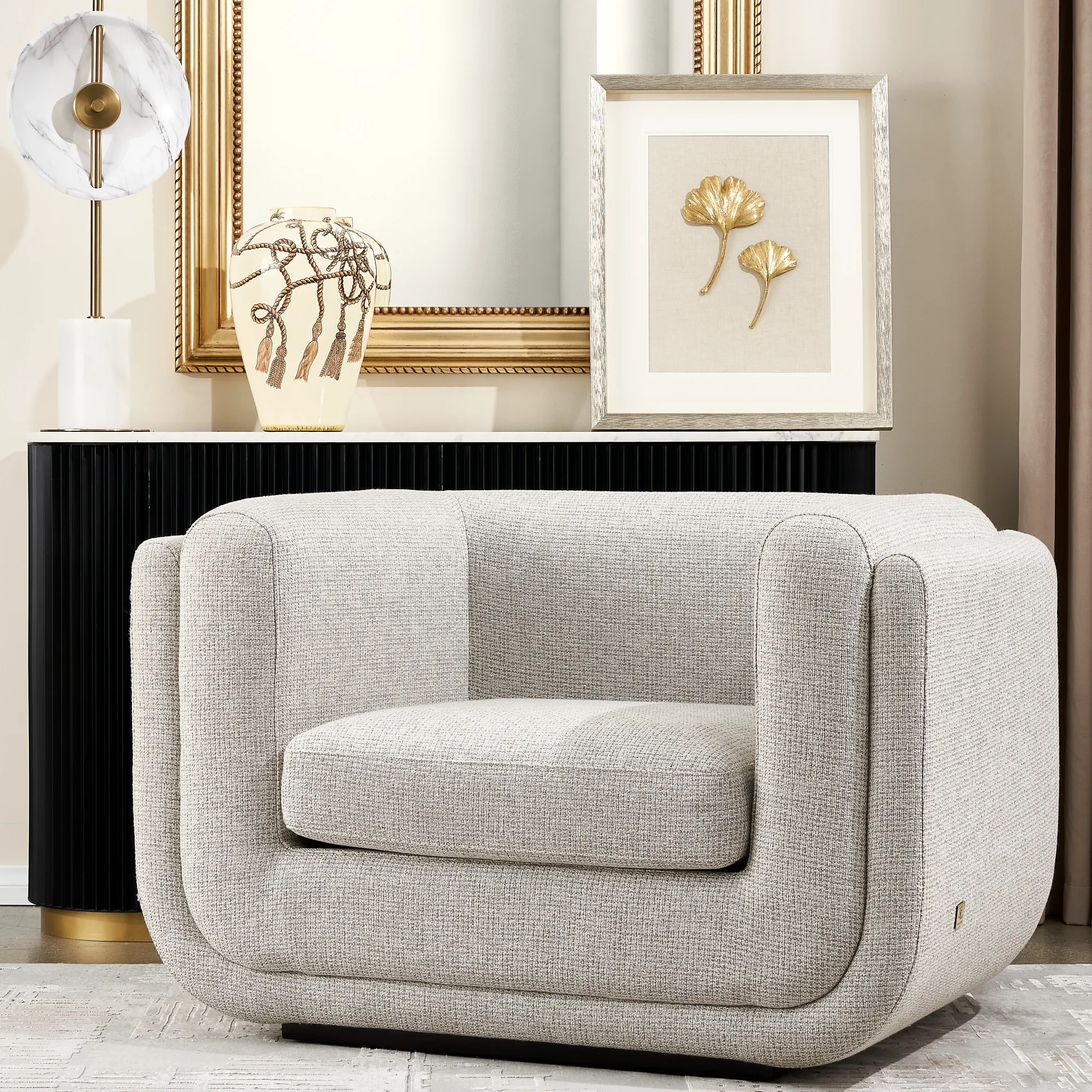 Clementine Dove Grey Woven Fabric Occasional Chair