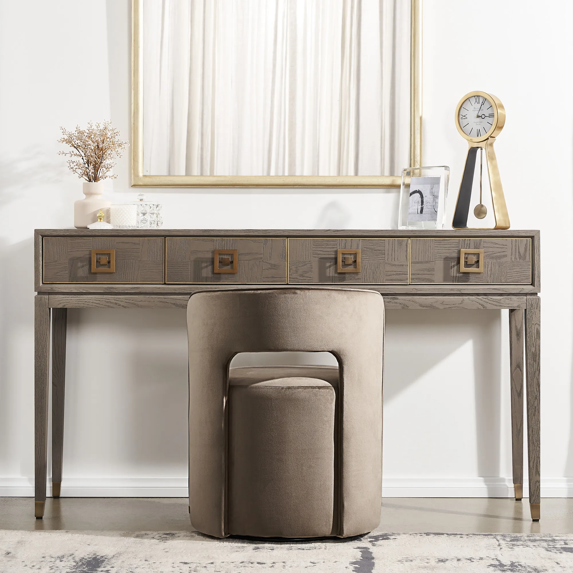 Sutton Beige Velvet Swivel Dining Chair