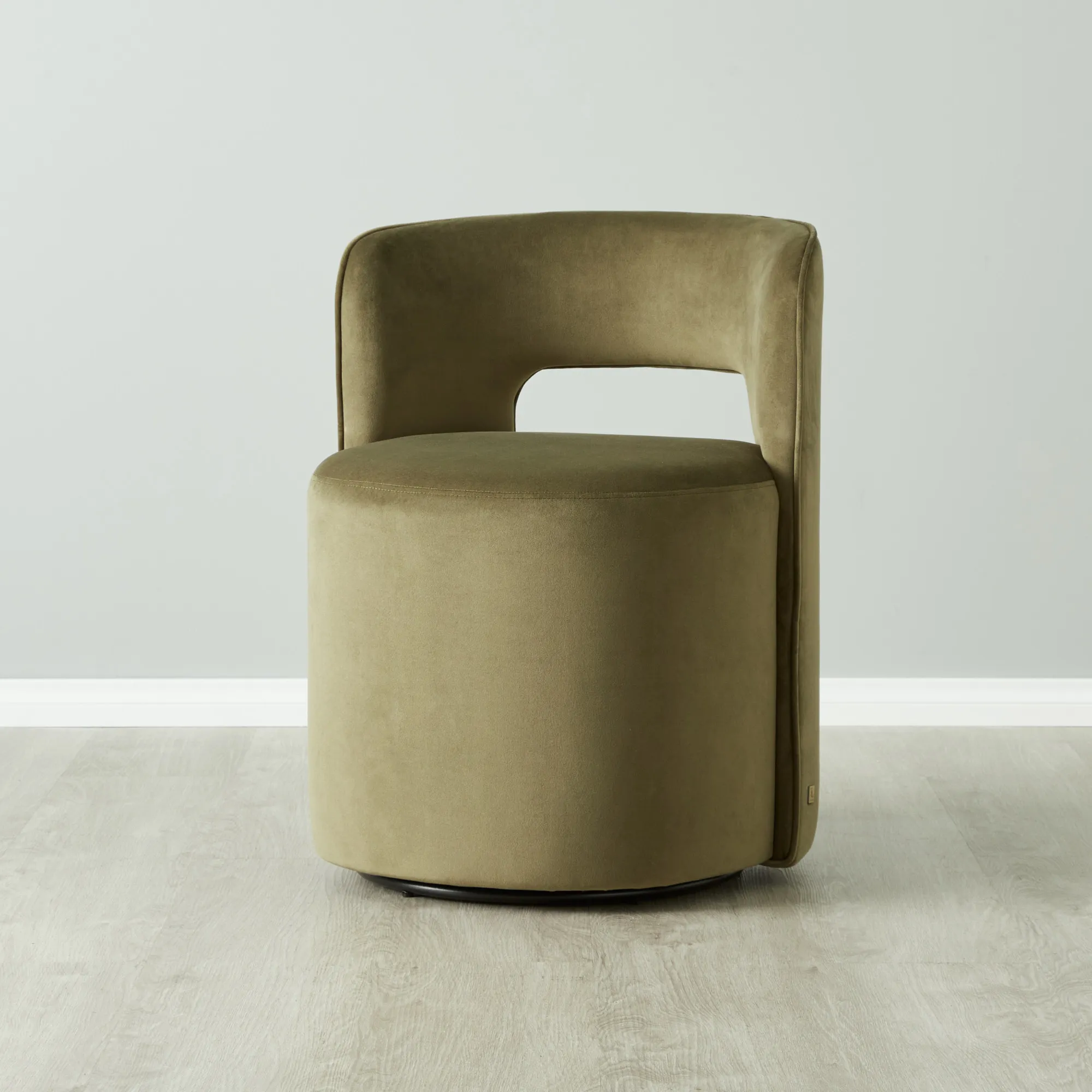 Sutton Olive Green Velvet Swivel Dining Chair