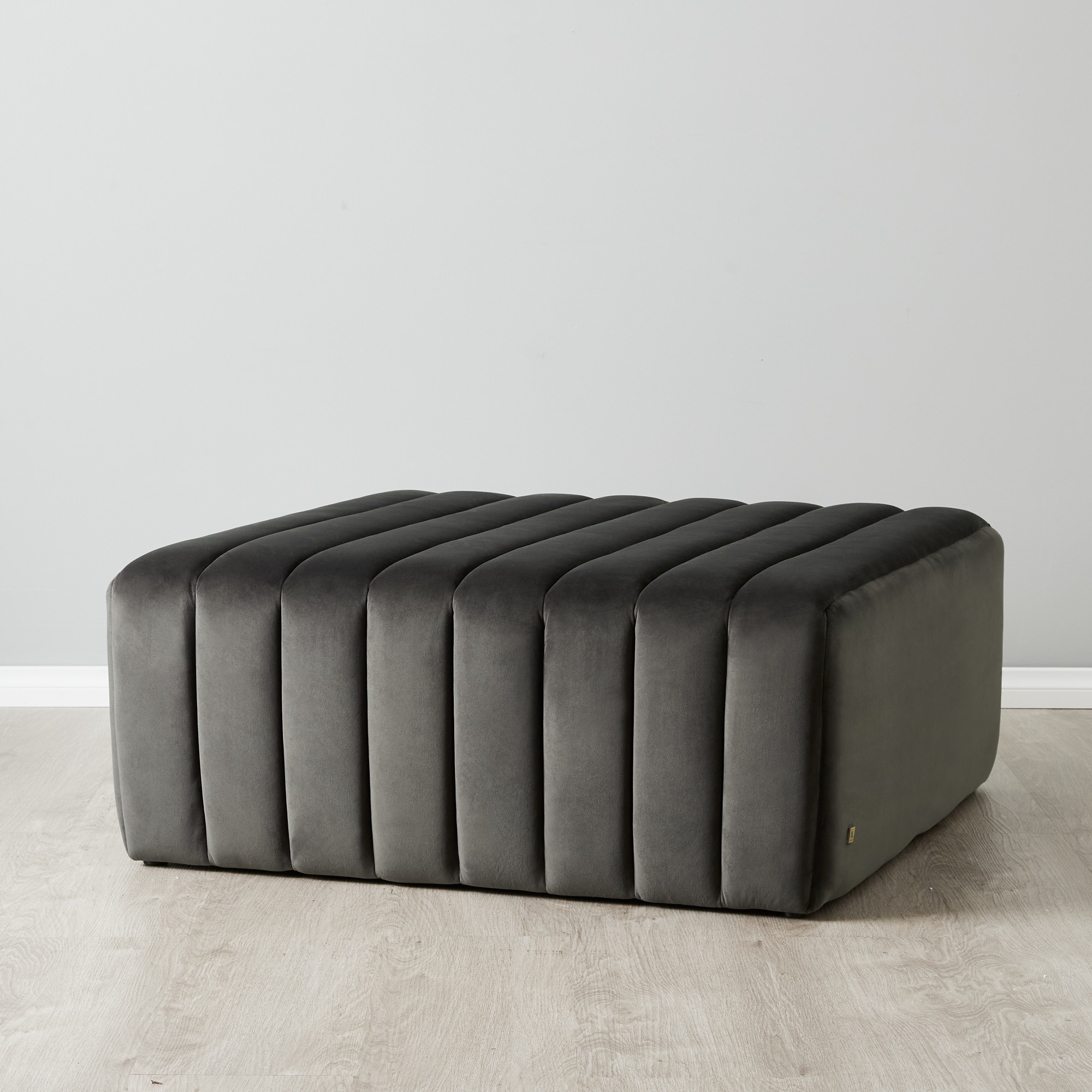 Astoria Charcoal Velvet Square Ottoman