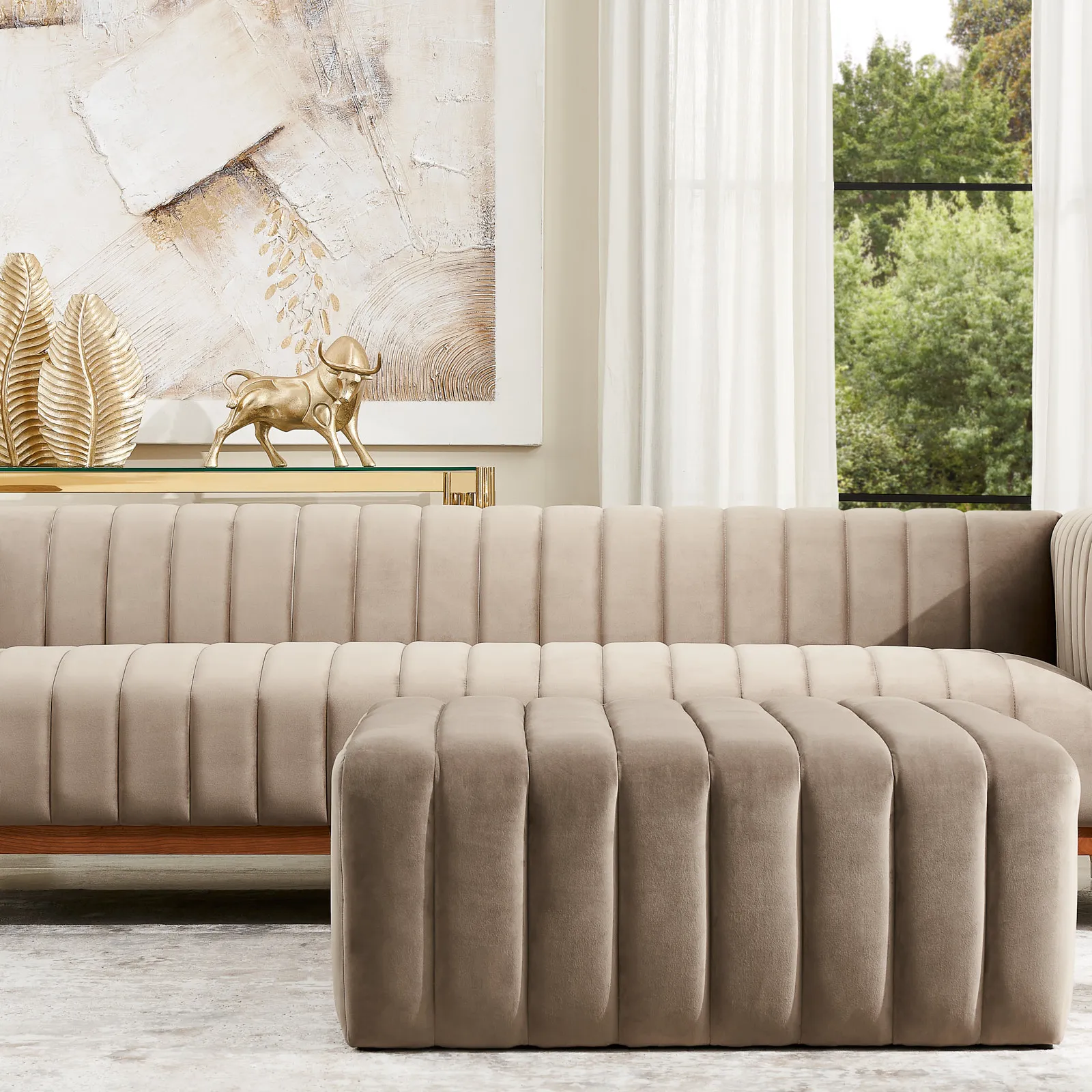 Astoria Charcoal Velvet Square Ottoman