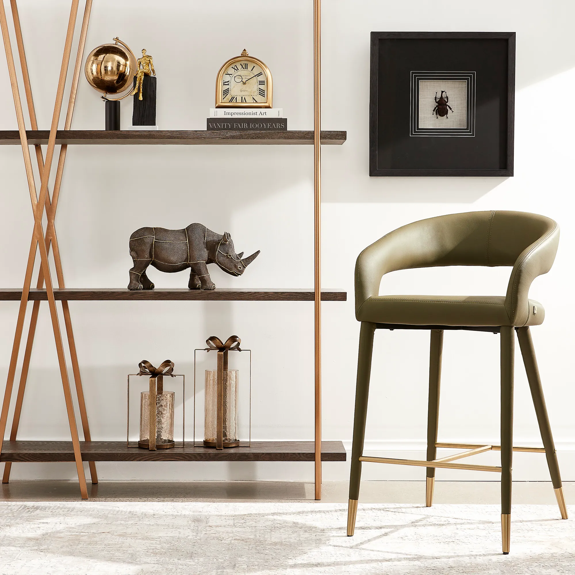 Moulin Sage Green Vegan Leather 66 cm Counter Stool