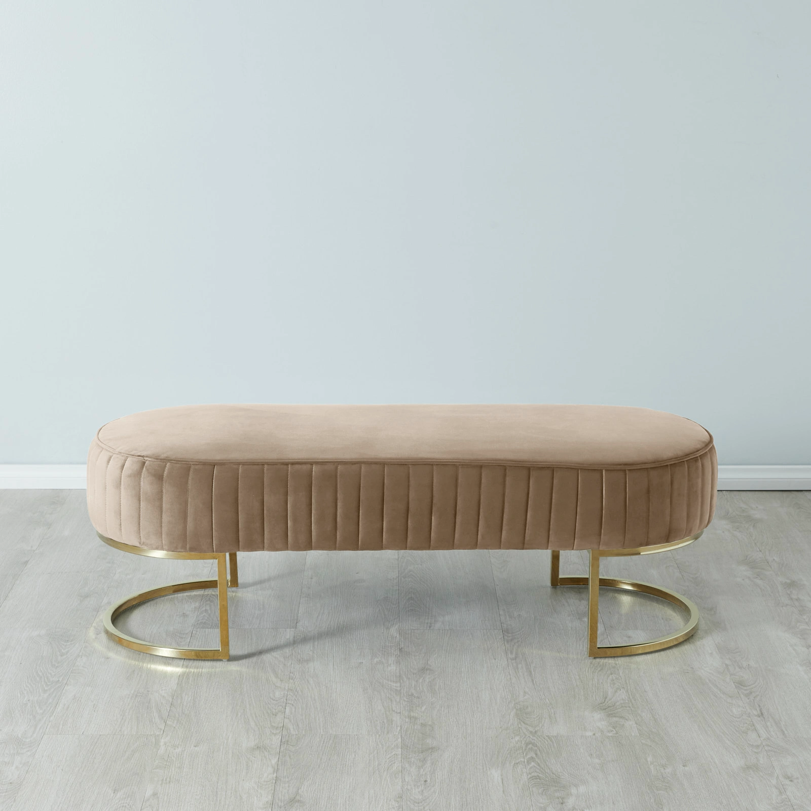 Hilda II Beige Velvet Ottoman