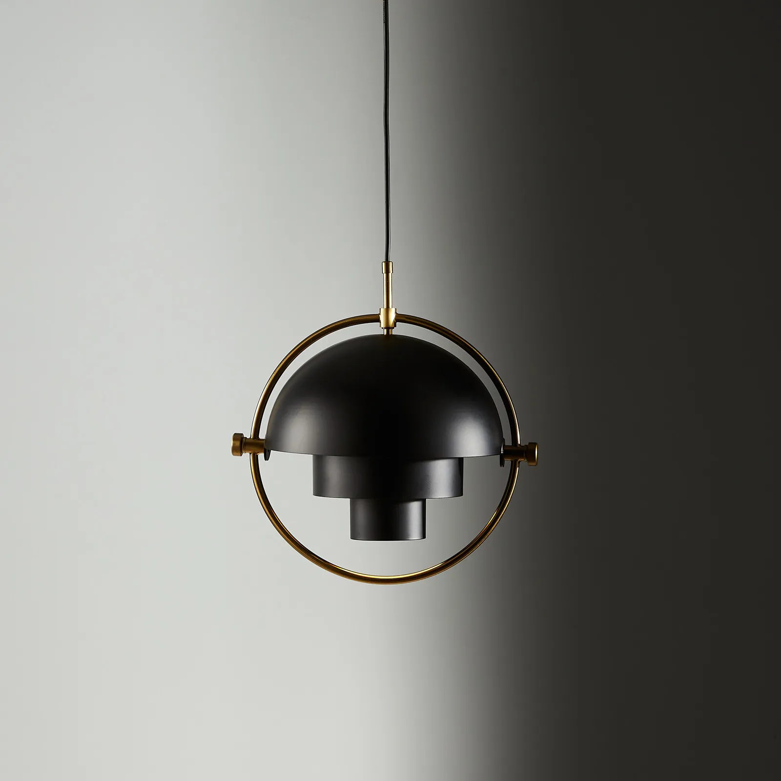 Selene Brushed Gold Metal Chandelier - 28 cm Black Metal Shade