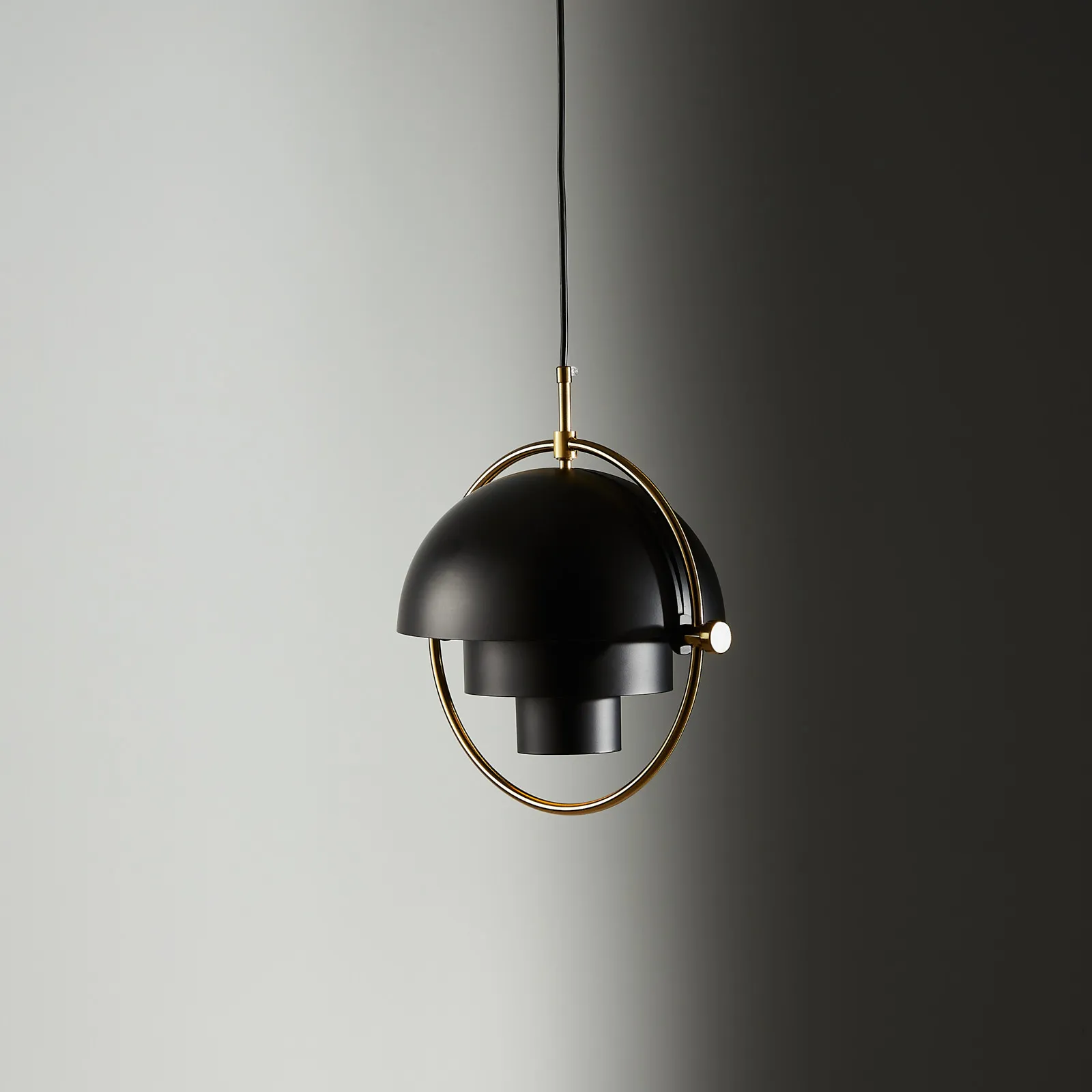 Selene Brushed Gold Metal Chandelier - 28 cm Black Metal Shade