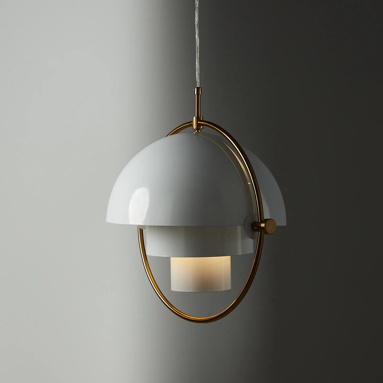 Selene Brushed Gold Metal Chandelier 38cm White Metal Shade