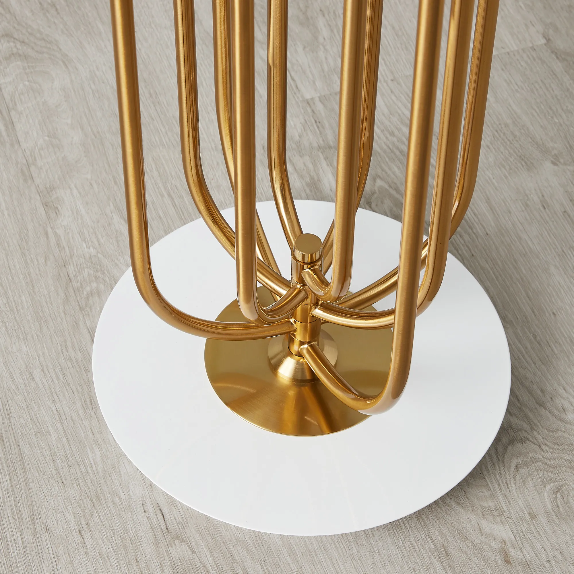 Diana Brushed Gold Metal Floor Lamp White Metal Shade