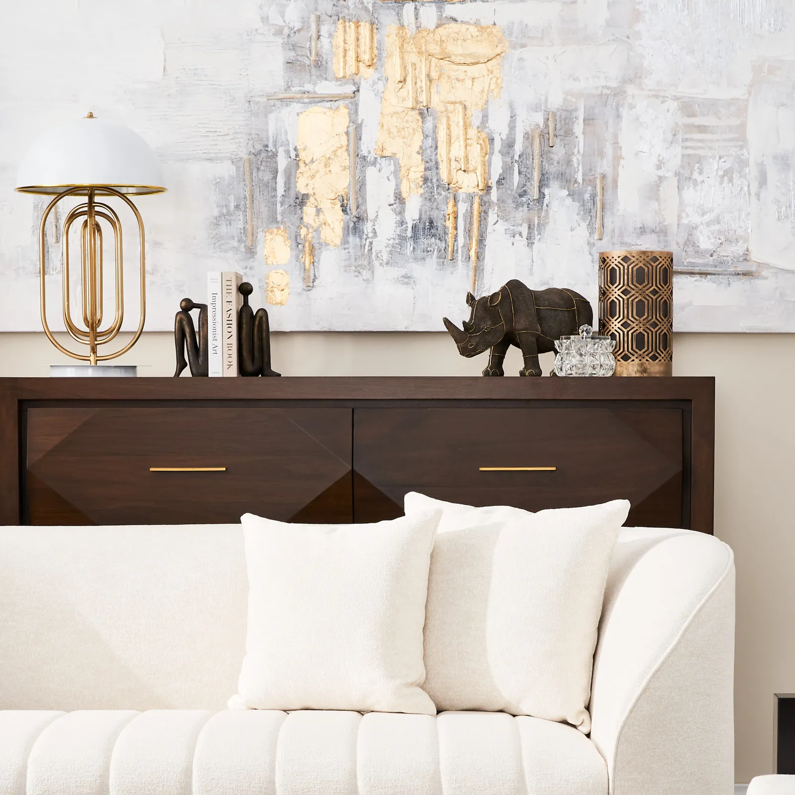 Diana Brushed Gold Metal Table Lamp White Metal Shade