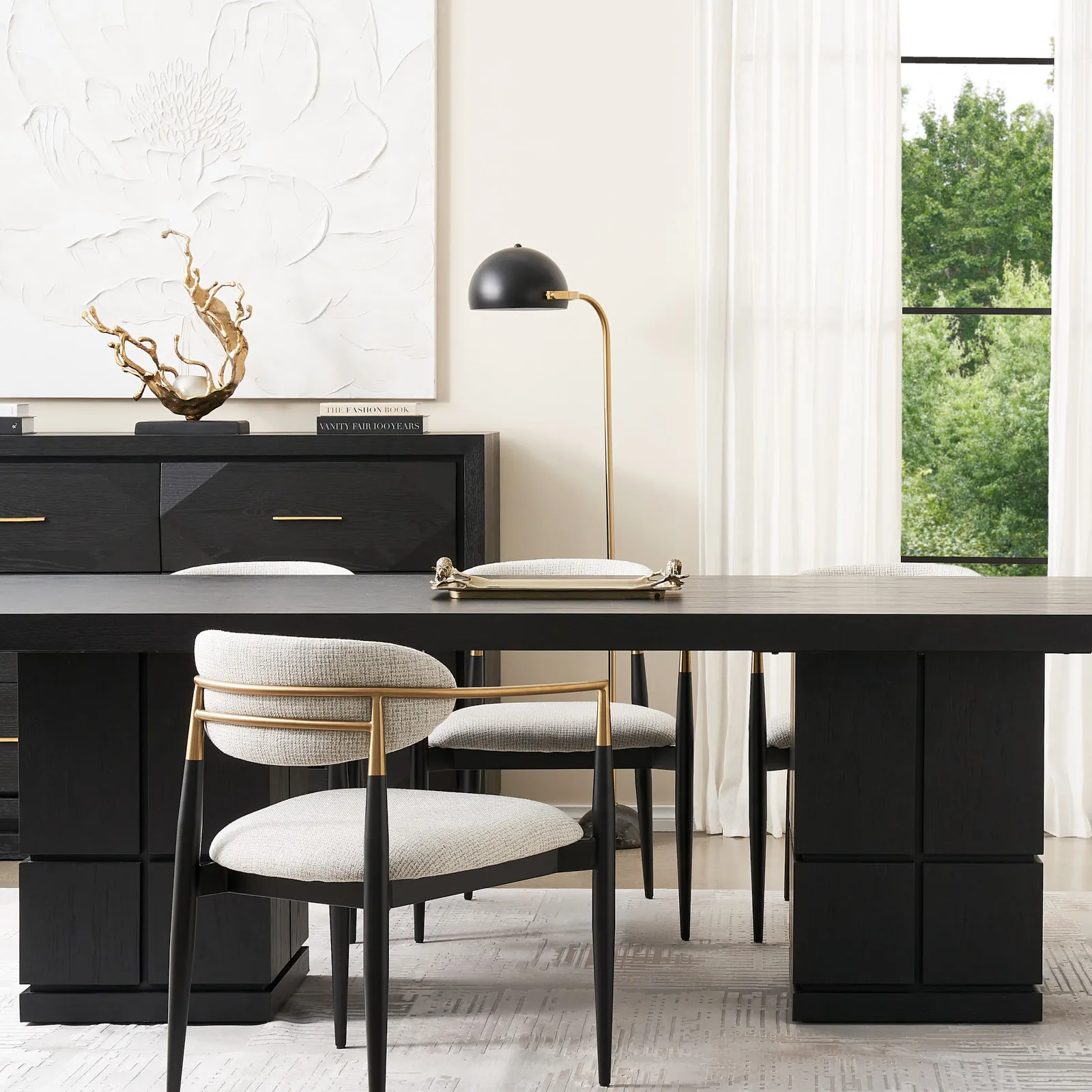 Carly Brushed Gold Metal Floor Lamp Black Metal Shade