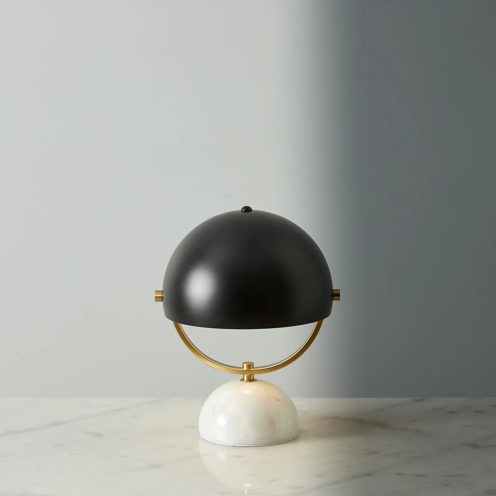 Gwen White Marble Table Lamp - Black Metal Shade