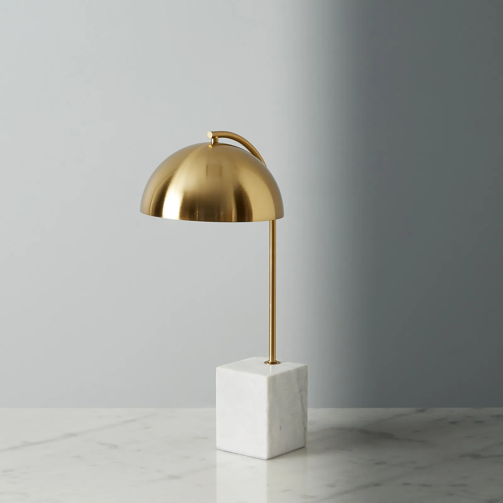 Marga White Marble Table Lamp Brushed Gold Metal Shade