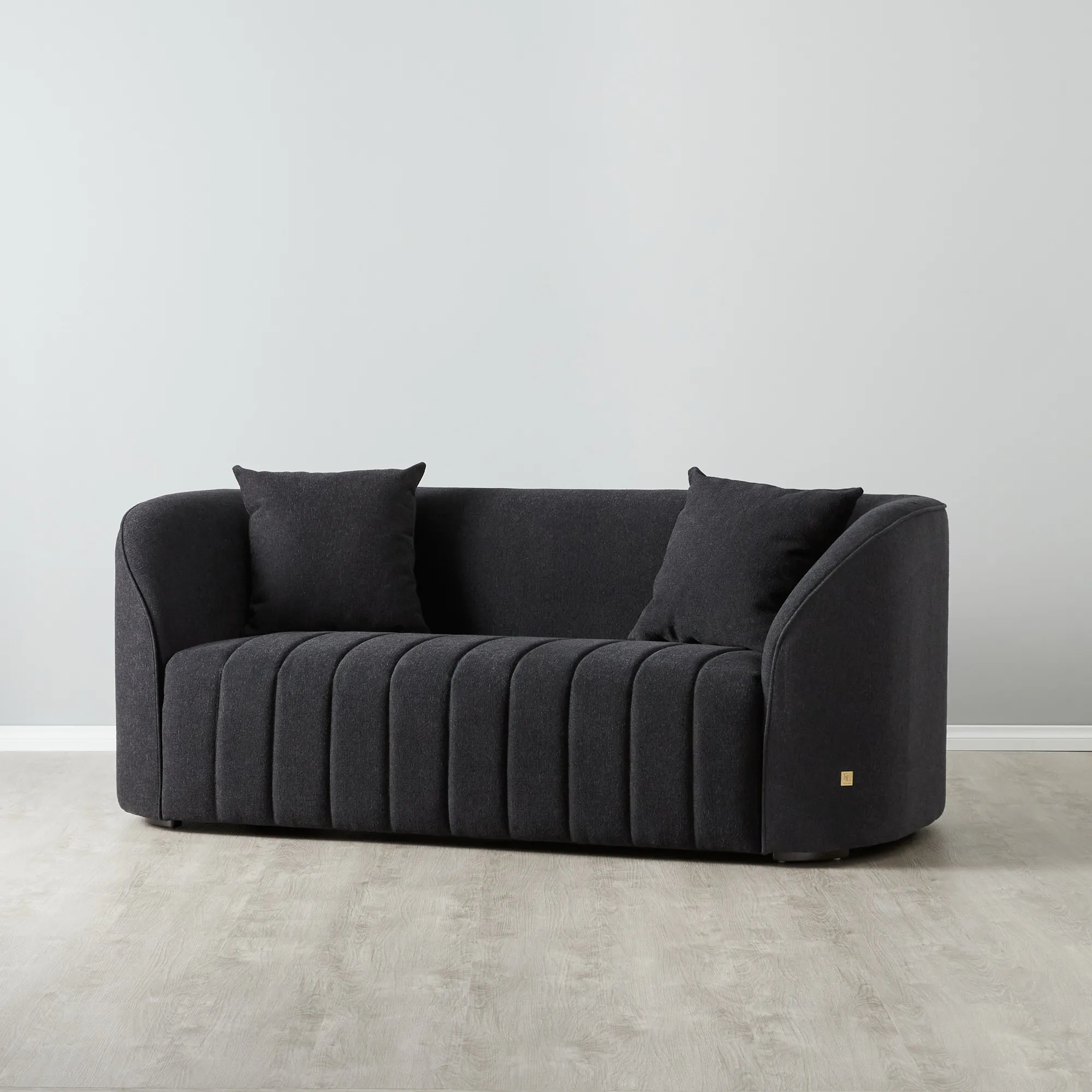 Ava Black Woven Fabric 2-Seater Sofa