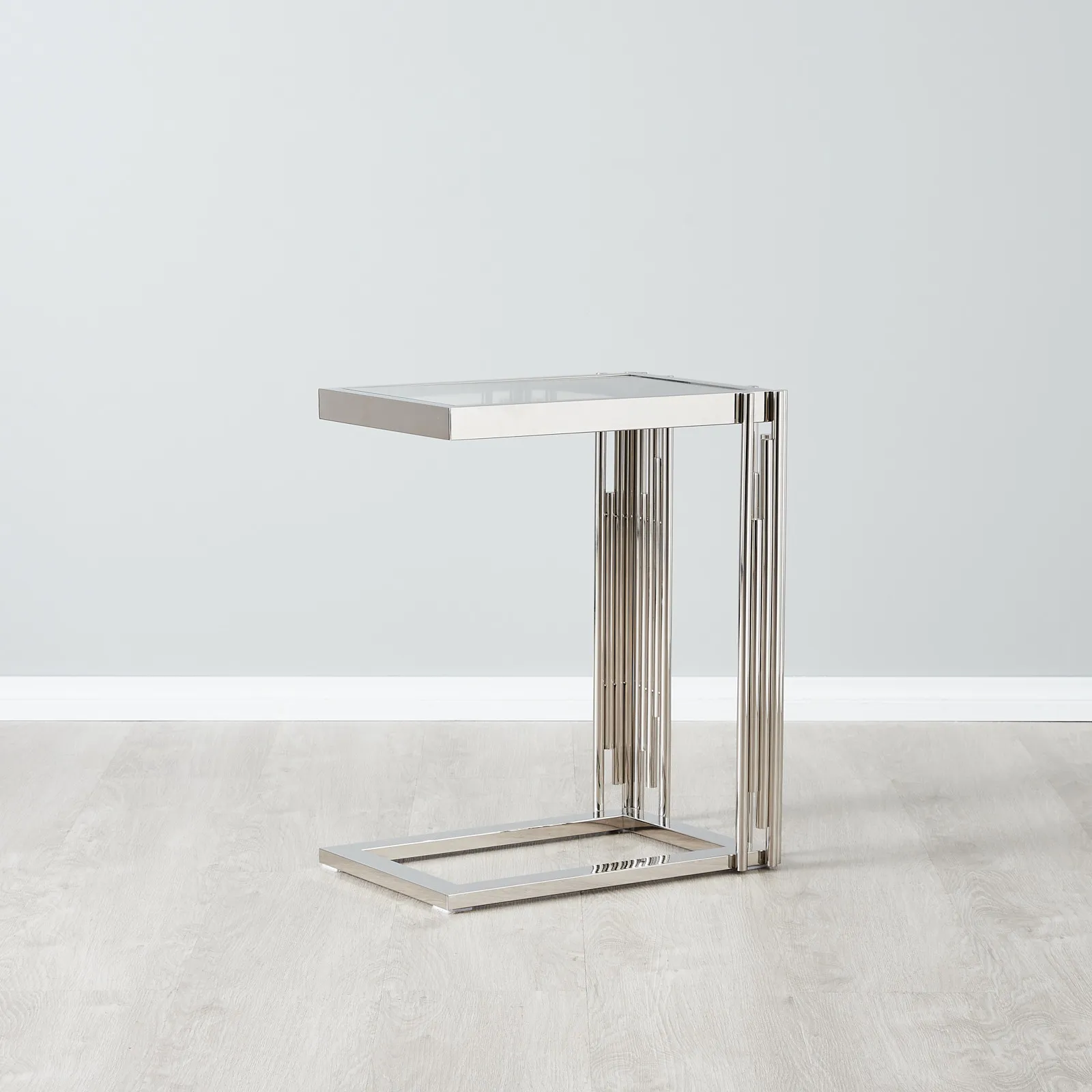 Jules Polished Silver Stainless Steel Side Table