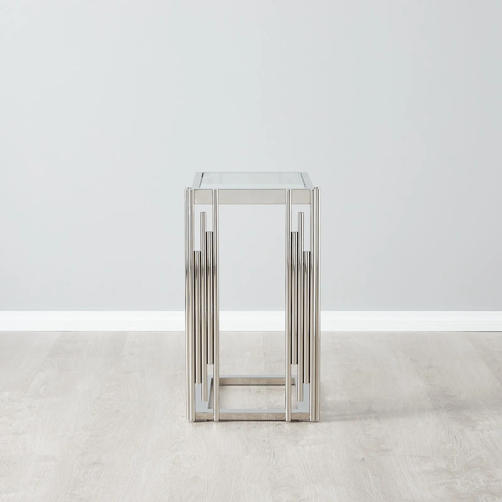 Jules Polished Silver Stainless Steel Side Table