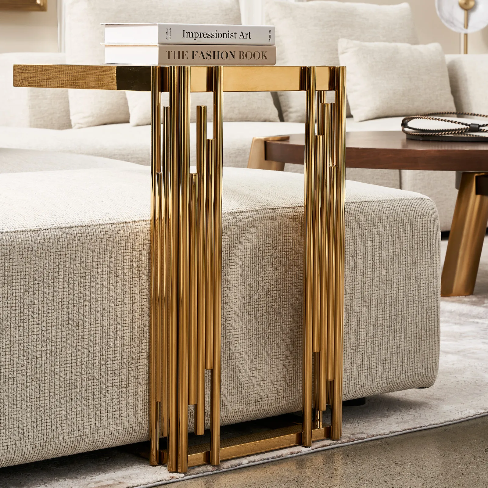 Jules Polished Gold Stainless Steel Side Table