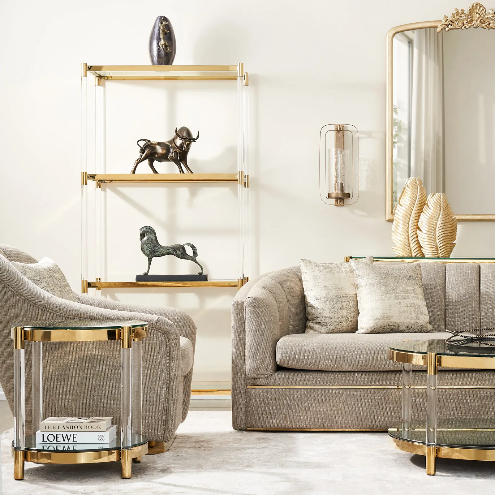 Auryn Gold Stainless Steel Bookshelf