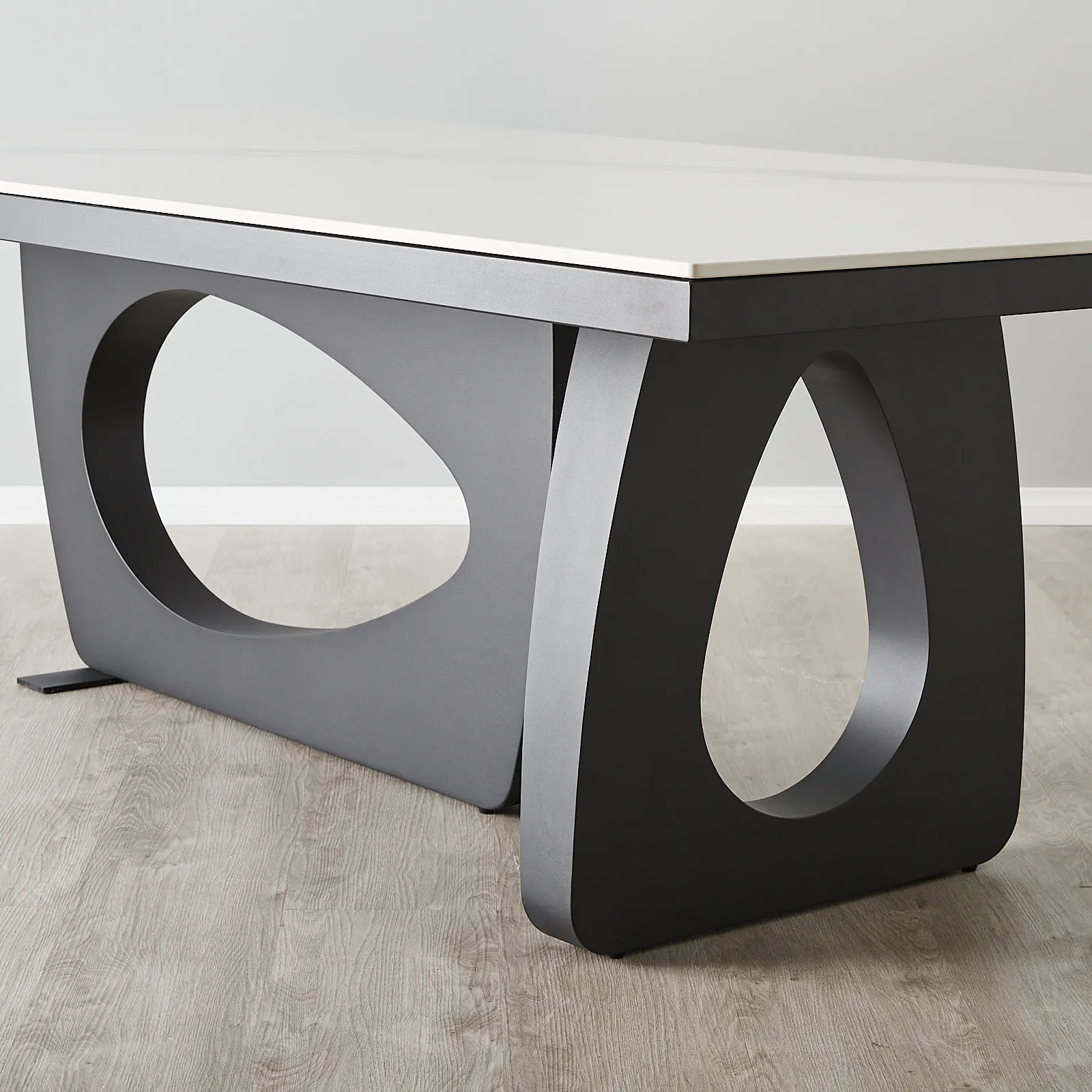 Aspen lll White Sintered Stone Dining Table Matte Black Legs