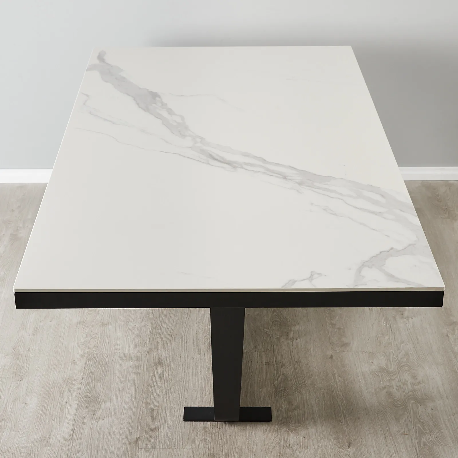 Aspen lll White Sintered Stone Dining Table Matte Black Legs