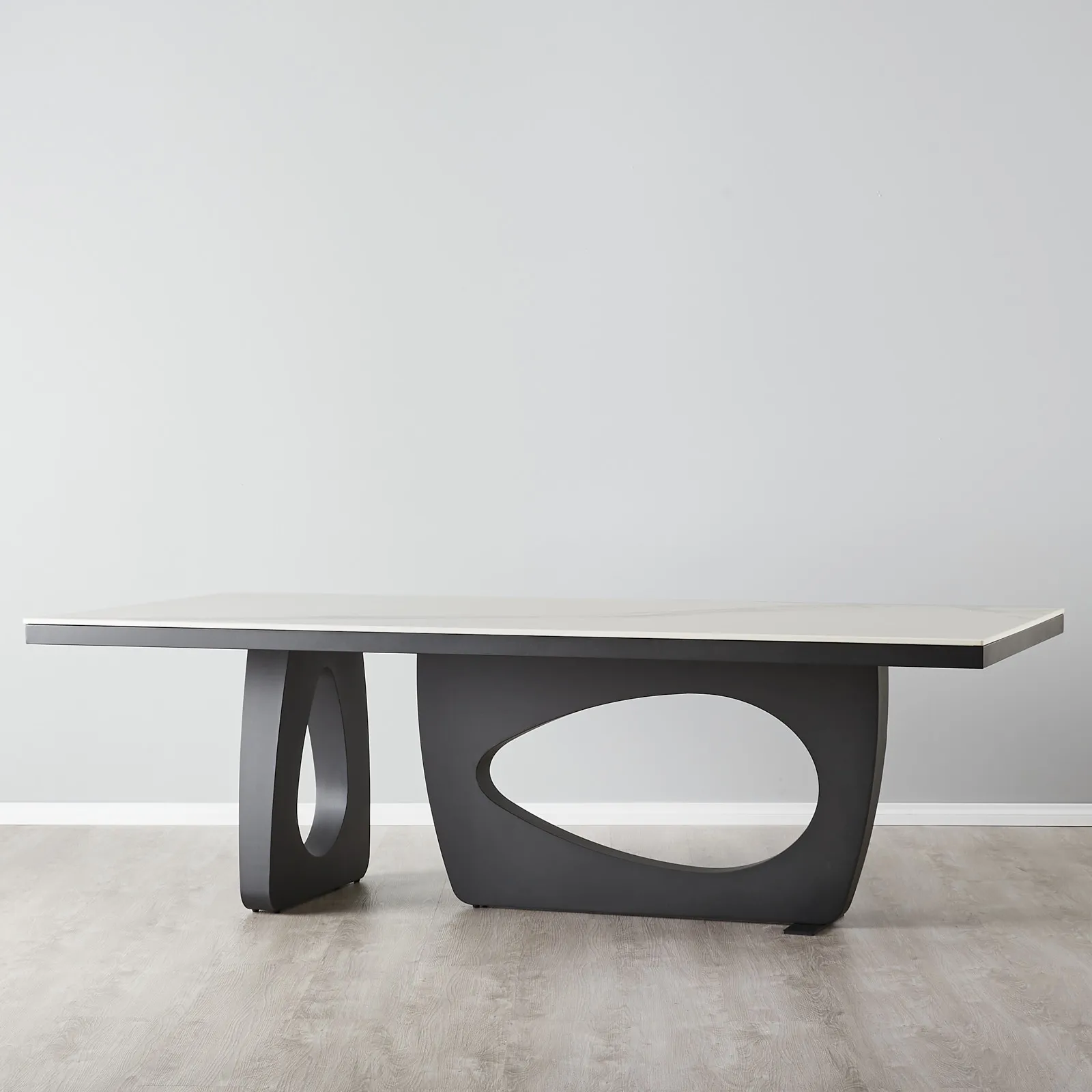 Aspen lll White Sintered Stone Dining Table Matte Black Legs