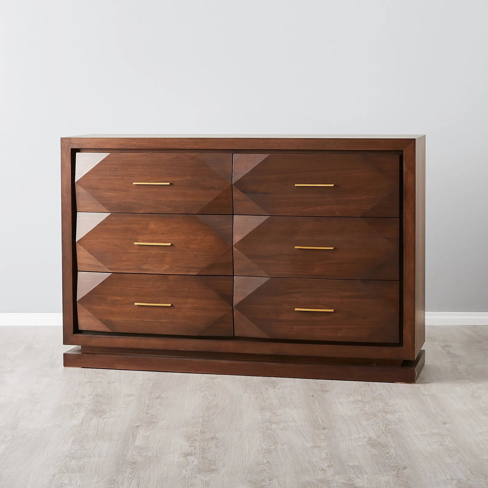 Xandra Dark Walnut Veneer Dining Cabinet-Brass Handles