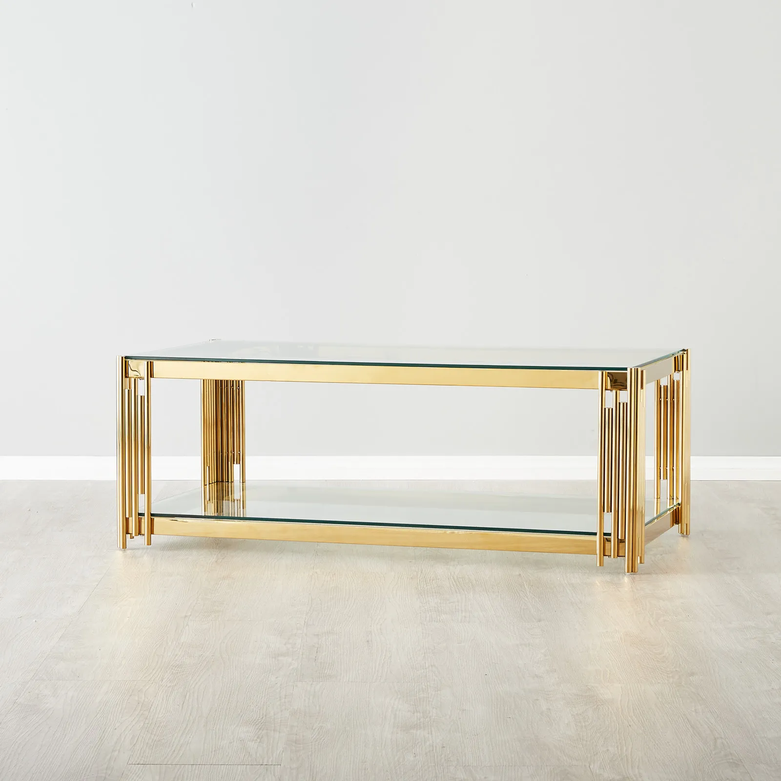 Lindsay Polished Gold Stainless Steel Coffee Table