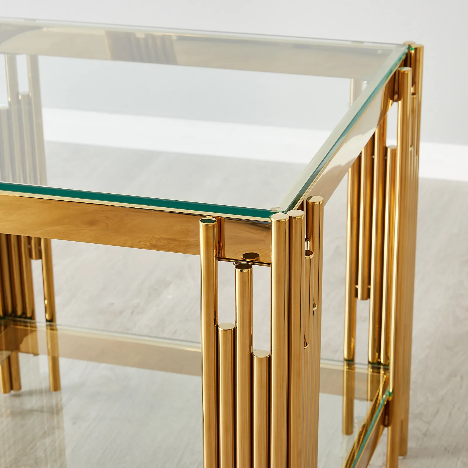 Lindsay Polished Gold Stainless Steel Side Table