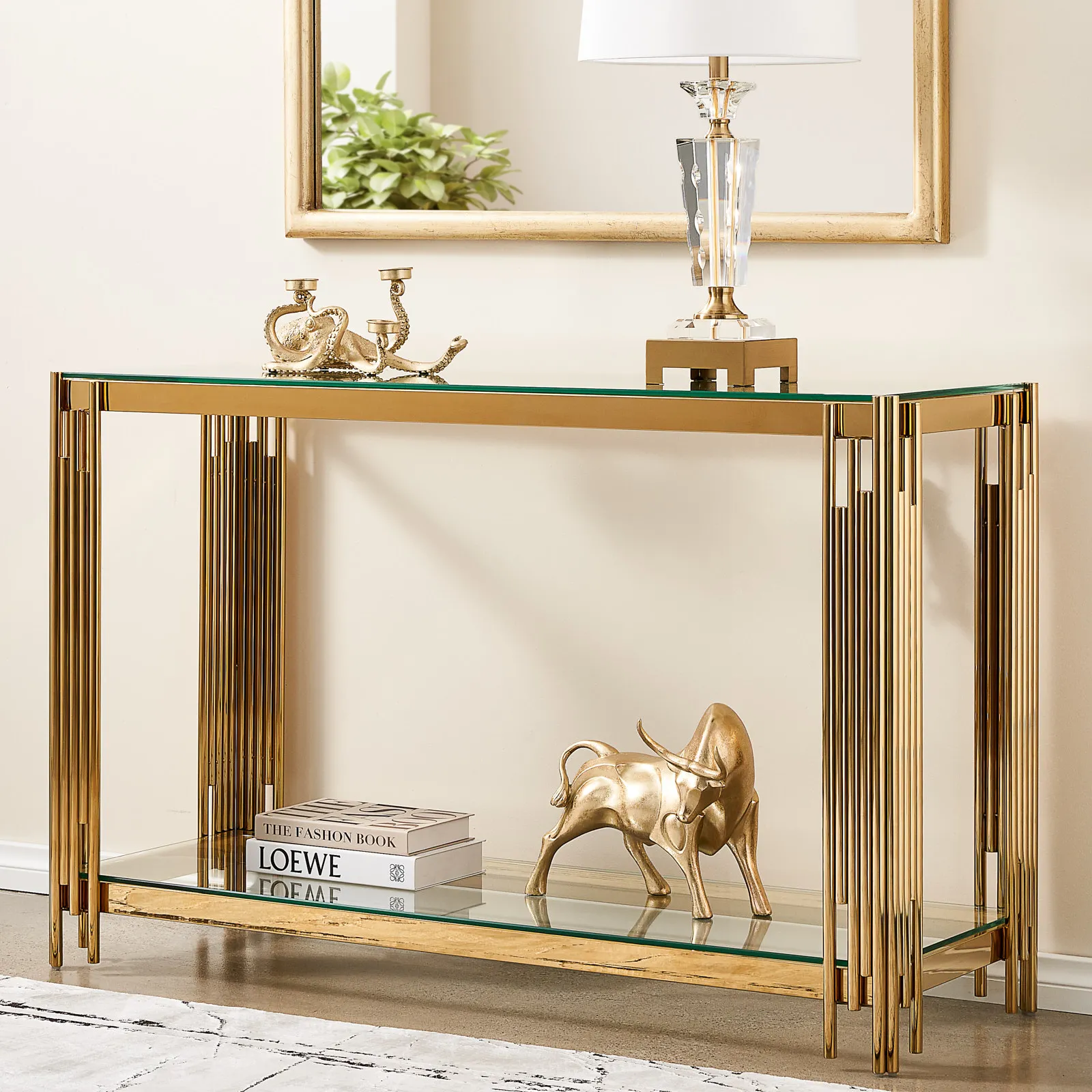 Lindsay Polished Gold Stainless Steel Sideboard