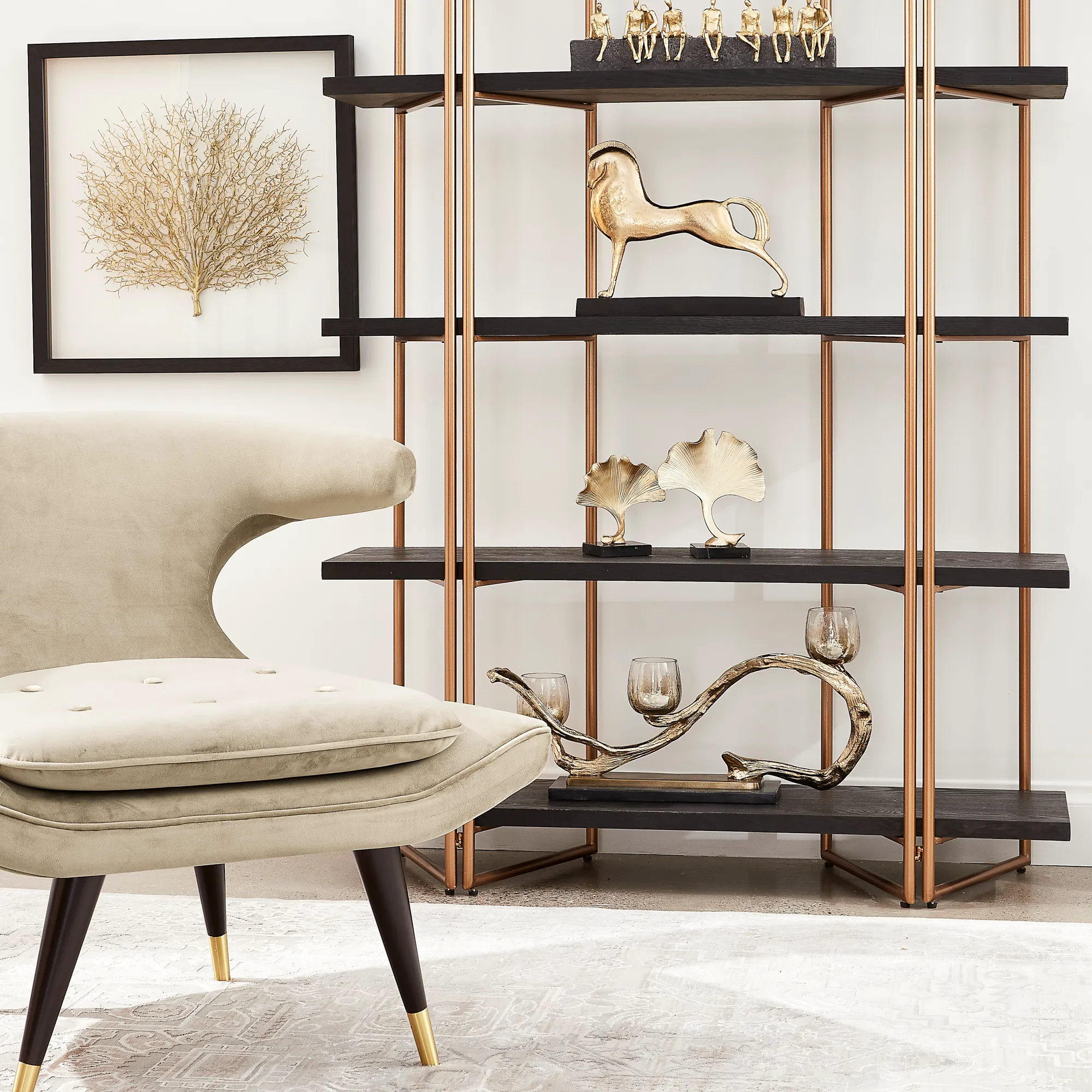 Heinrich Black Wooden Shelf