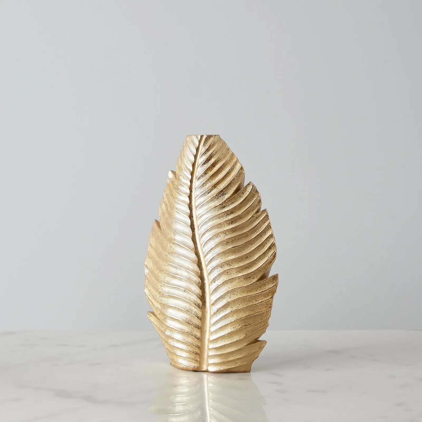 Platano Leaf Gold Resin Vase-Short