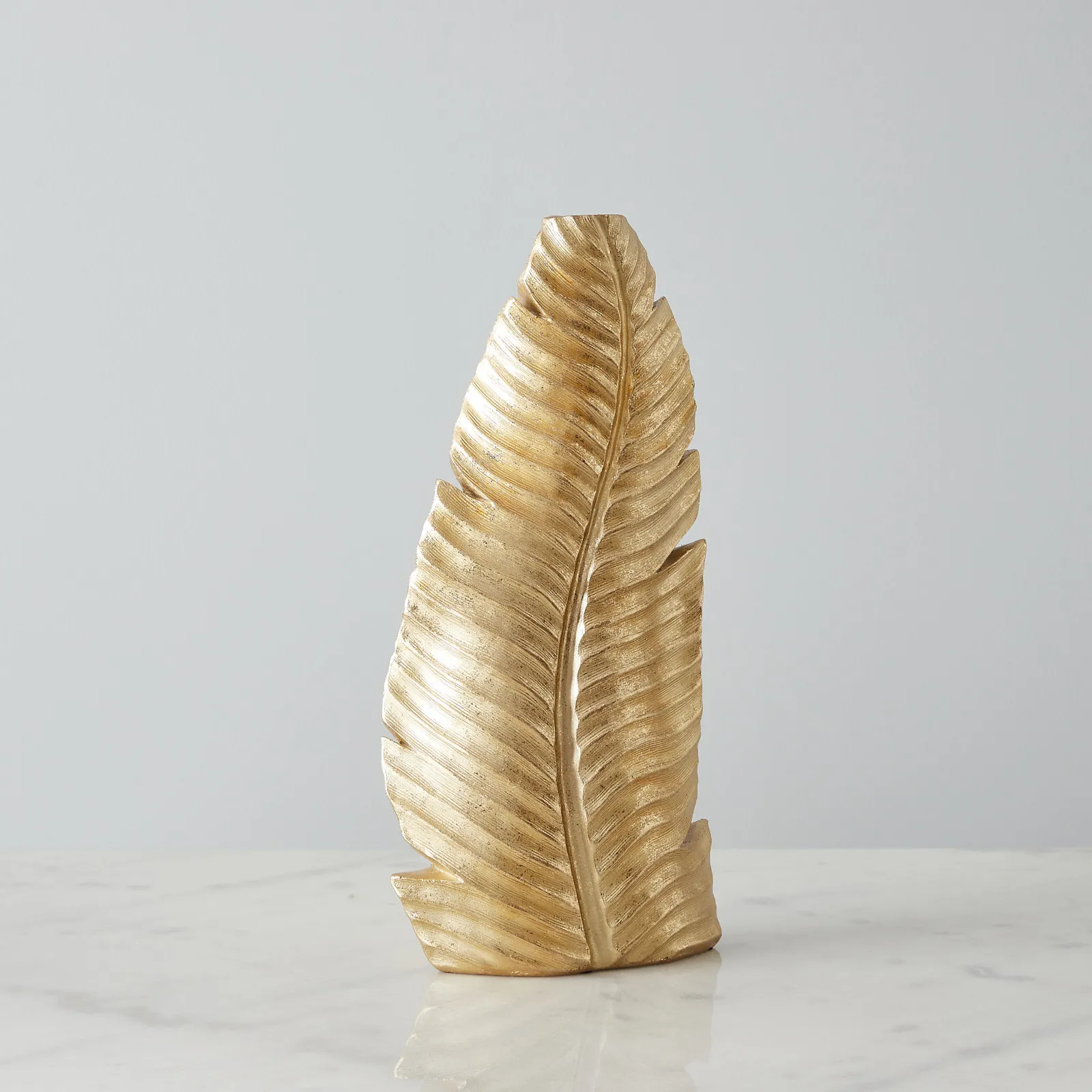 Platano Leaf Gold Resin Vase-Tall