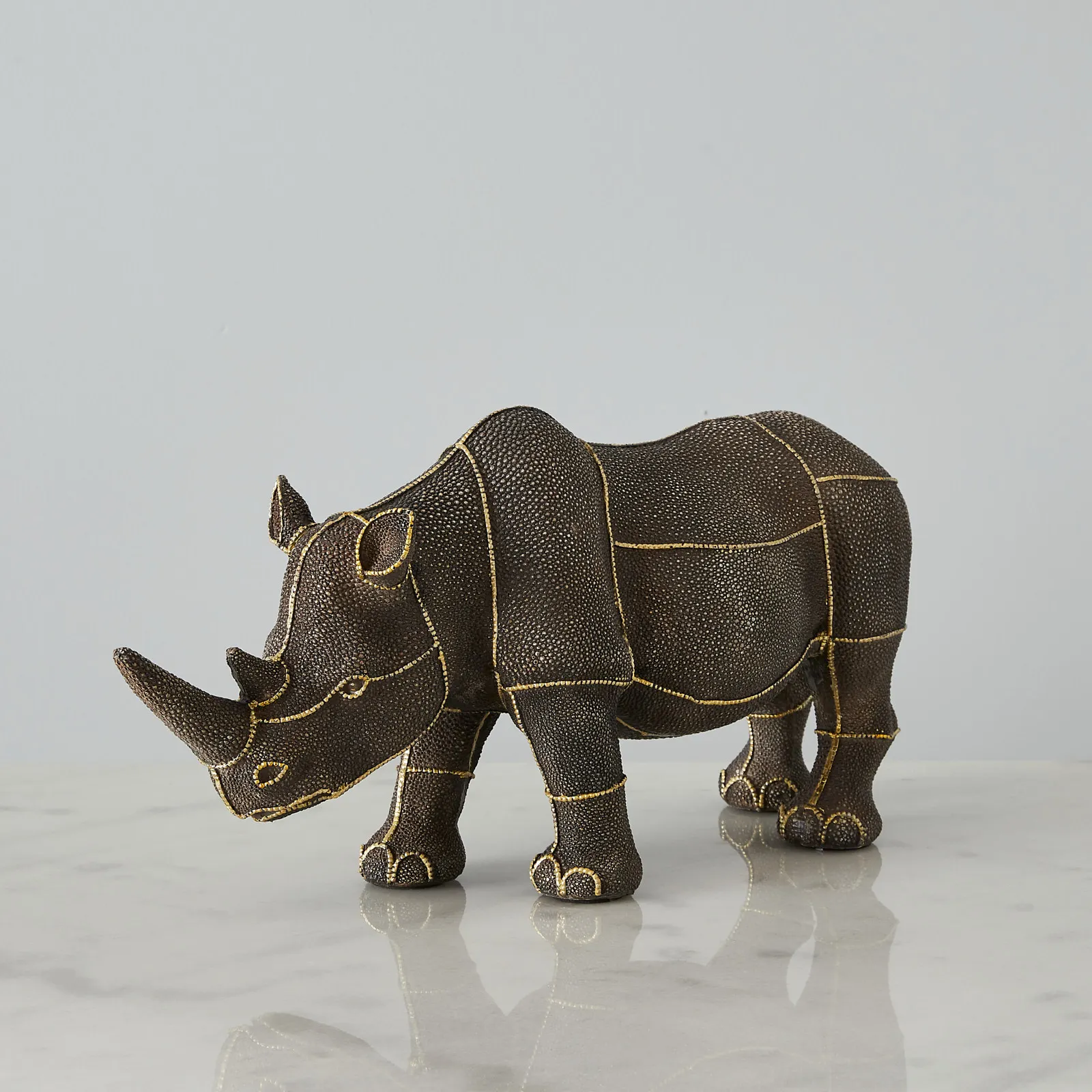 Rocky Rhino Bronze Resin Decorative