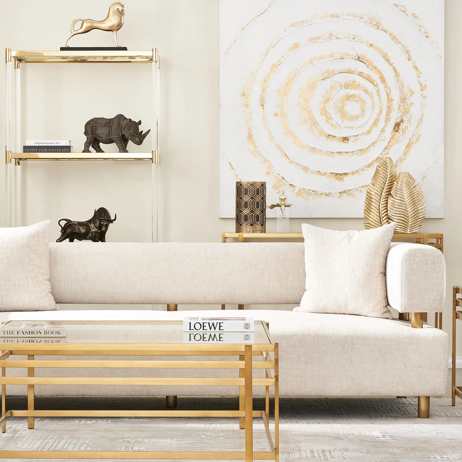 Malta II 3-Seater Powder White Chenille Fabric Sofa