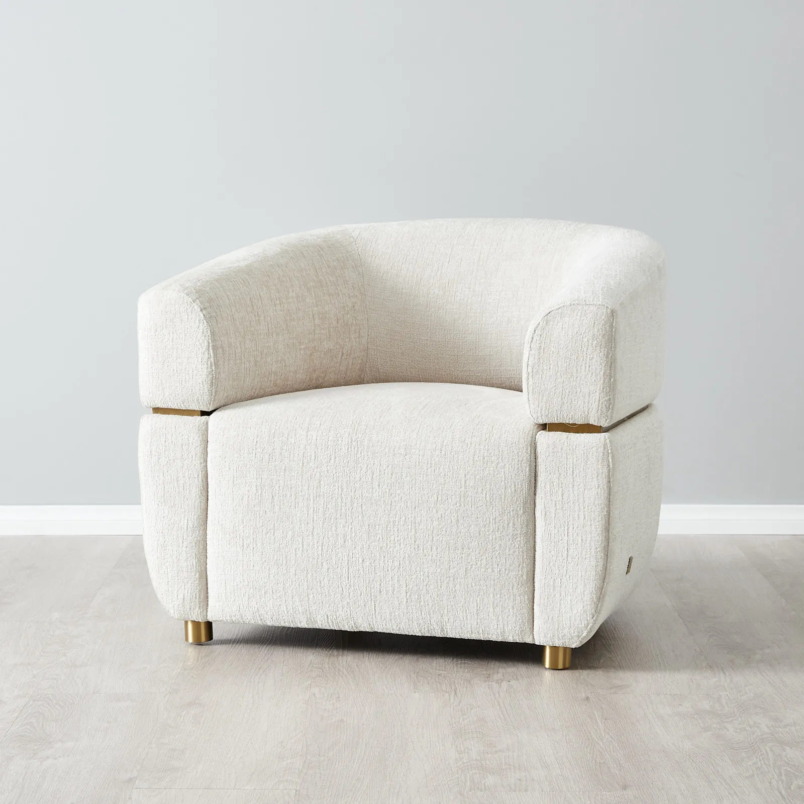 Malta II Powder White Chenille Fabric Occasional Chair