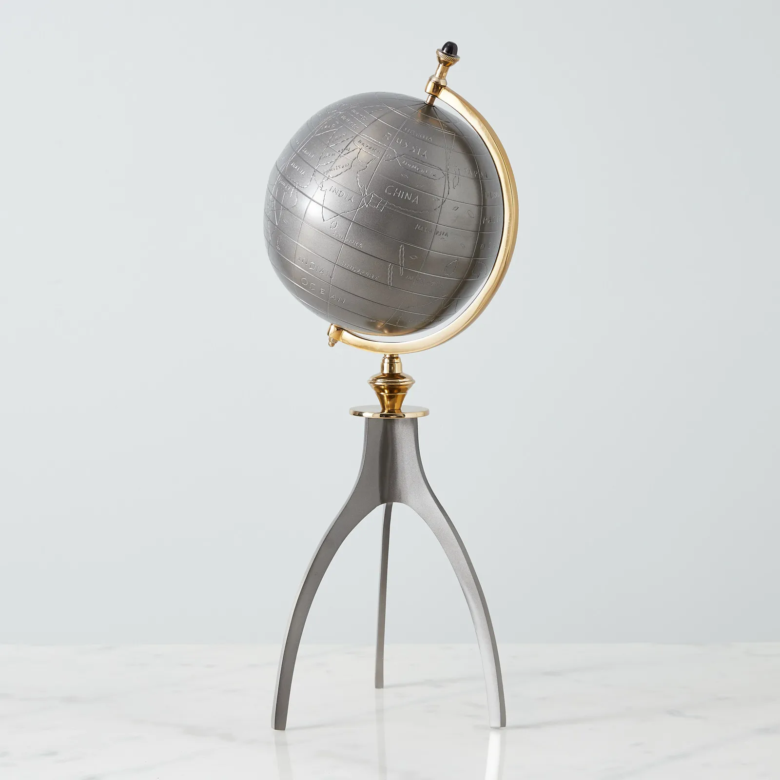Gaia Grey Metal Globe With 3-Leg Stand