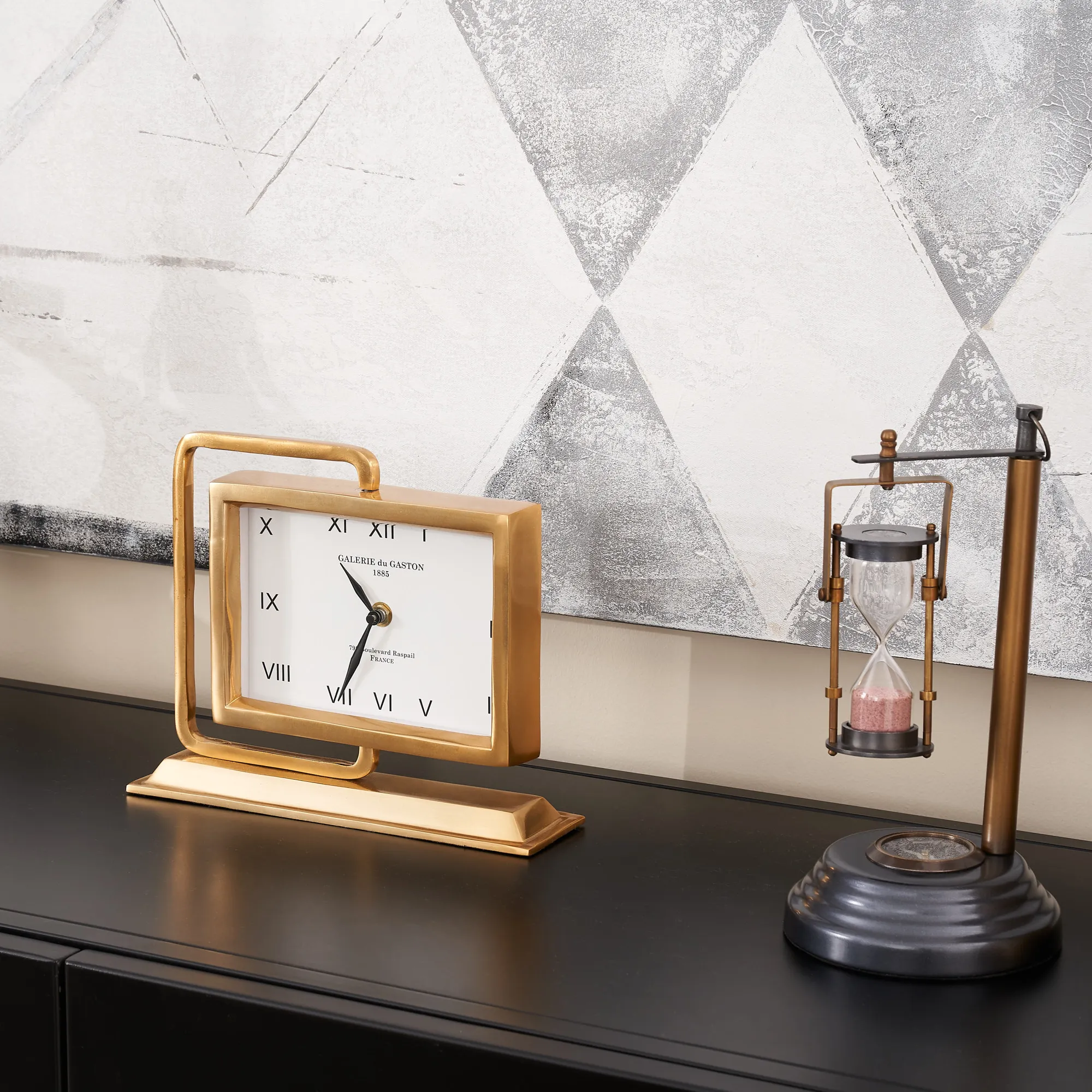 Cronus Hanging and Revolving Gold Metal Sand Timer