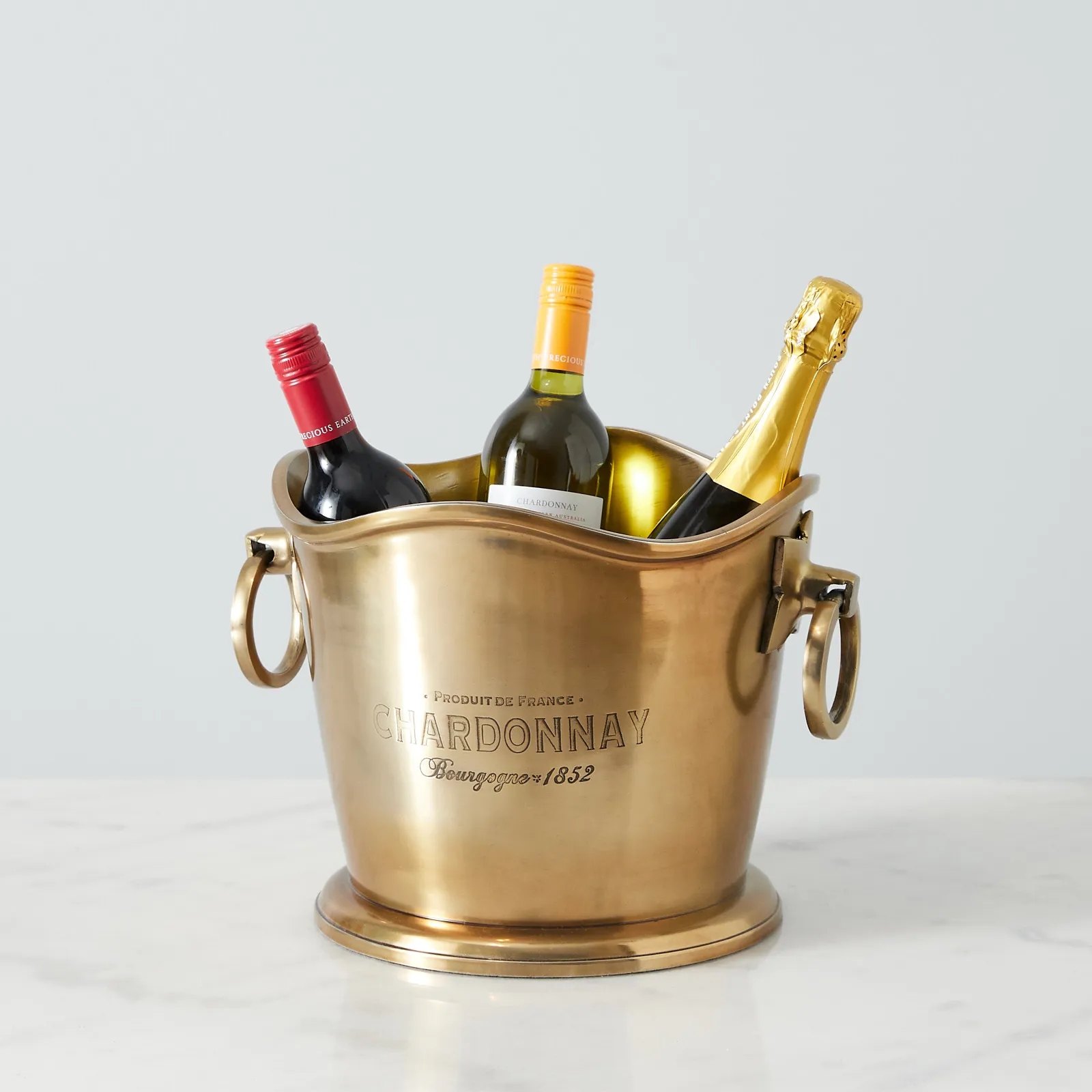 Bacchus Shiny Brass Colour Metal Wine Cooler