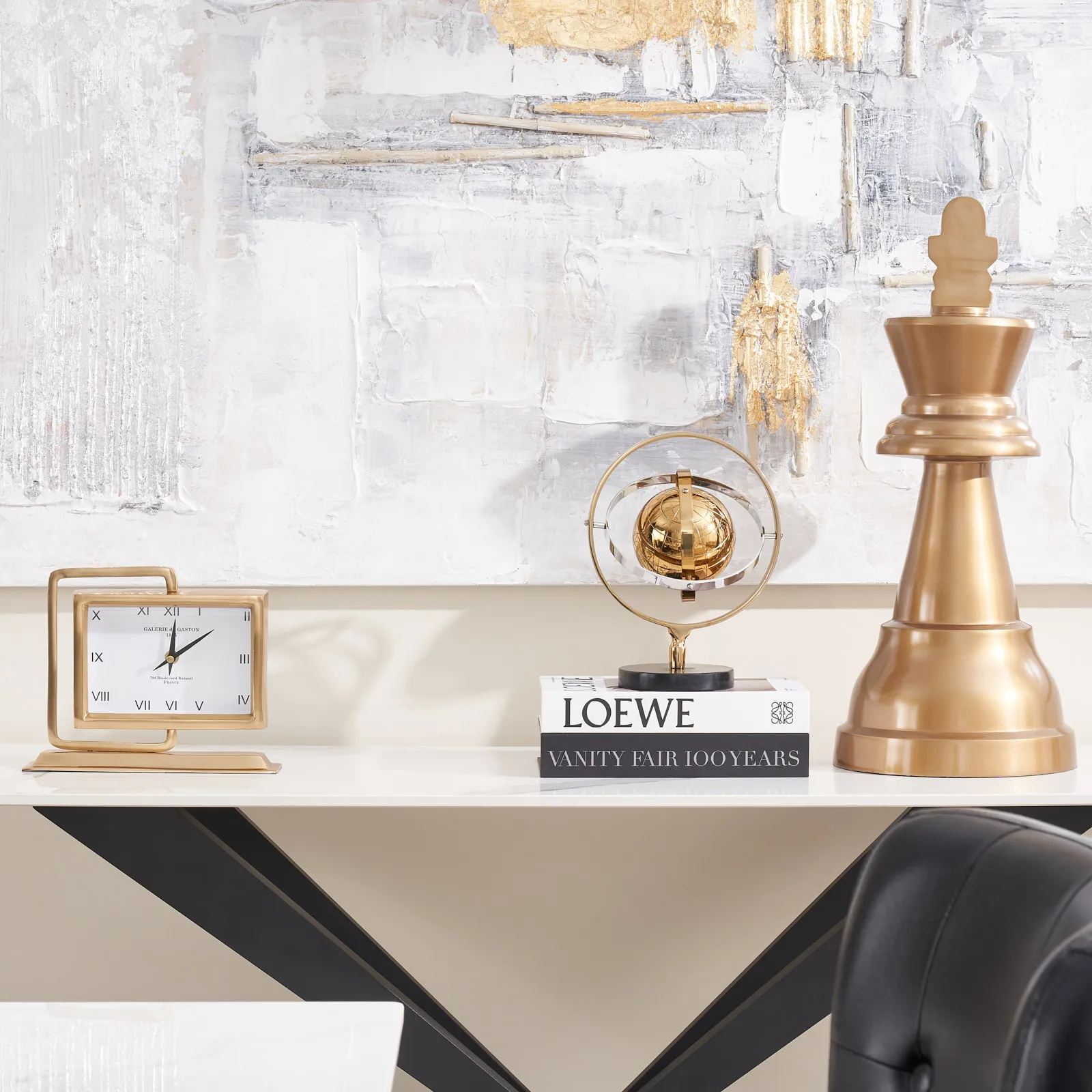 King Chess Piece Brass Colour Metal Decorative