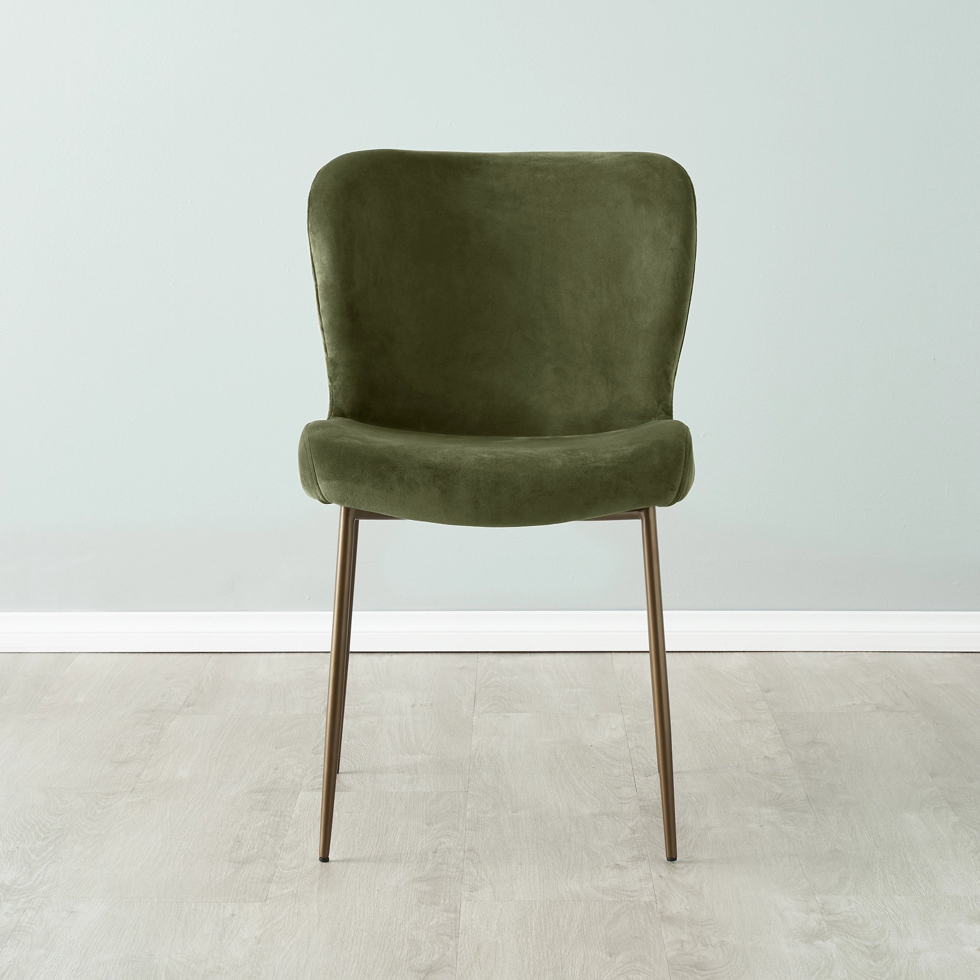 Hailey Olive Green Velvet Dining Chair - Bronze Legs