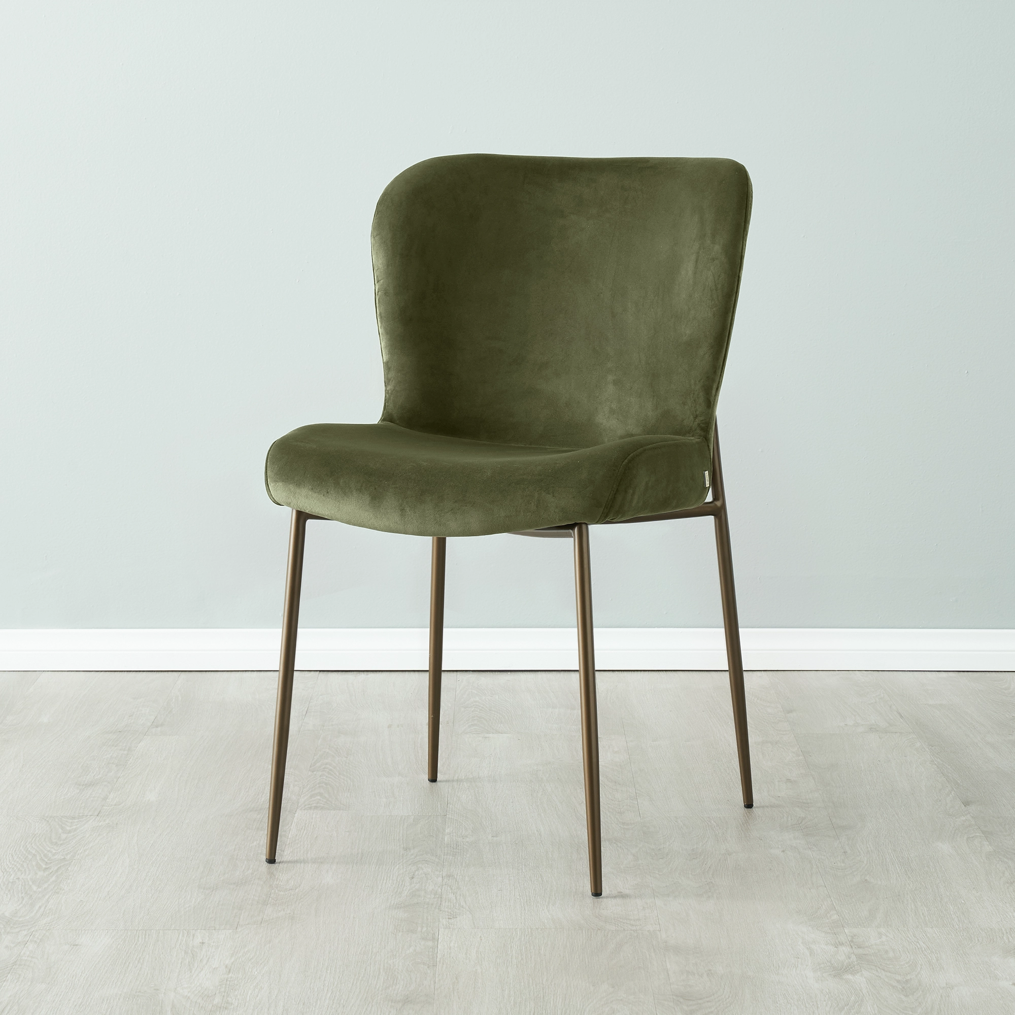Hailey Olive Green Velvet Dining Chair - Bronze Legs